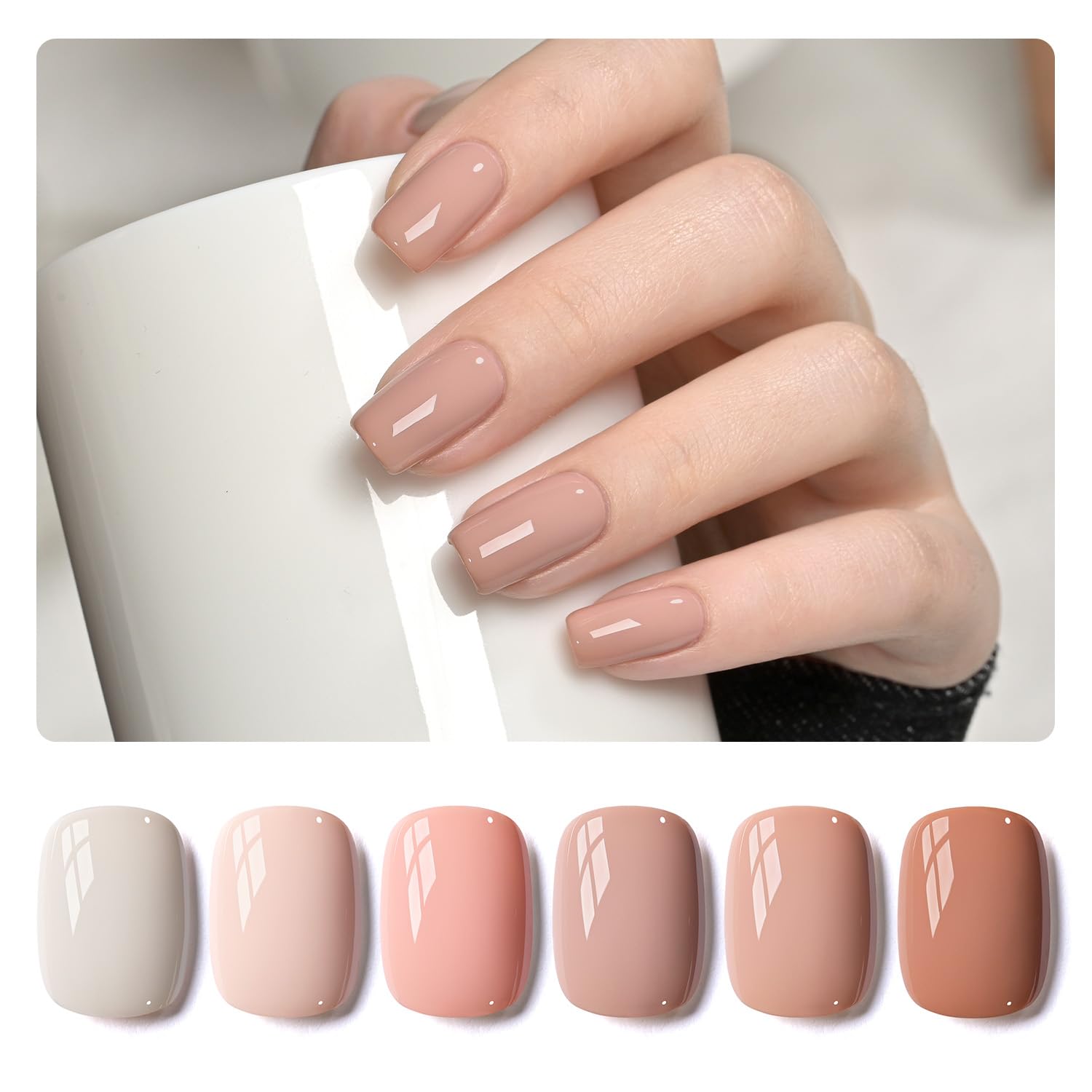 GAOY Milky White Jelly Nude Gel Nail Polish Set. 6 Transparent Colors Sheer Pink Orange Soak Off UV Light Cure Gel Polish Kit for Salon and Nail Art DIY at Home : Beauty & Personal Care