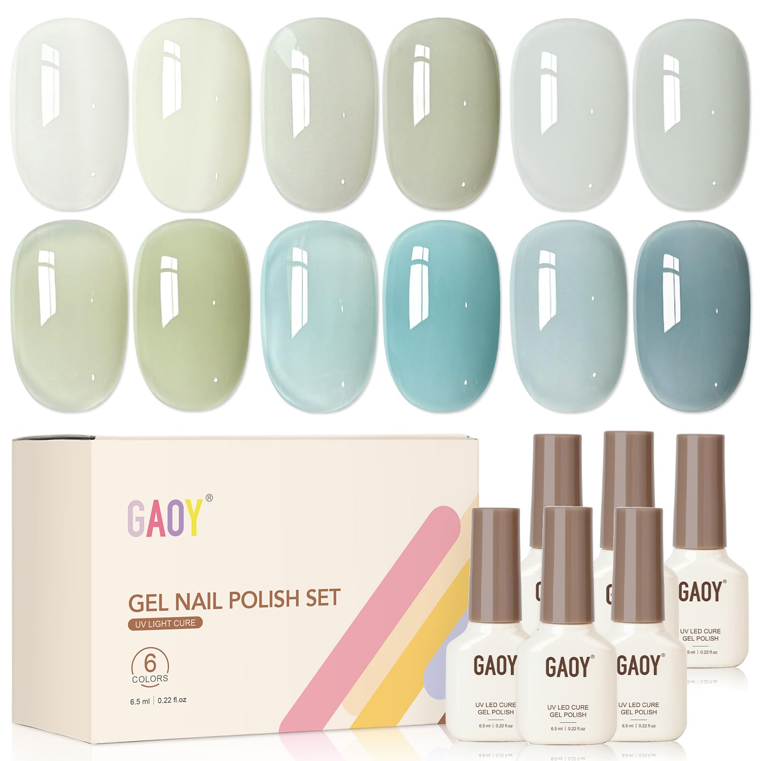 GAOY Rose Garden Jelly Gel Nail Polish of 6 Transparent Nude Red Pink Brown Colors Sheer Gel Polish Kit for Salon Manicure and Nail Art DIY at Home : Beauty & Personal Care