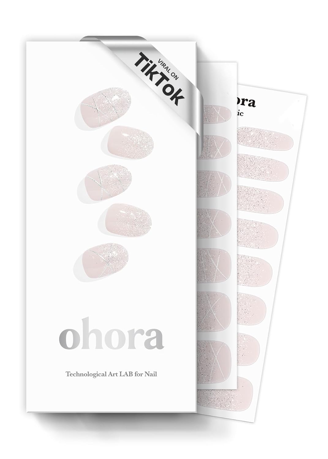 ohora Semi Cured Gel Nail Strips (N Pixie Dust) - Nude. Glitter. Works with Any UV/LED Lamps. Salon-Quality. Long Lasting. Easy to Apply & Remove - Includes 2 Prep Pads. Nail File & Wooden Stick : Beauty & Personal Care