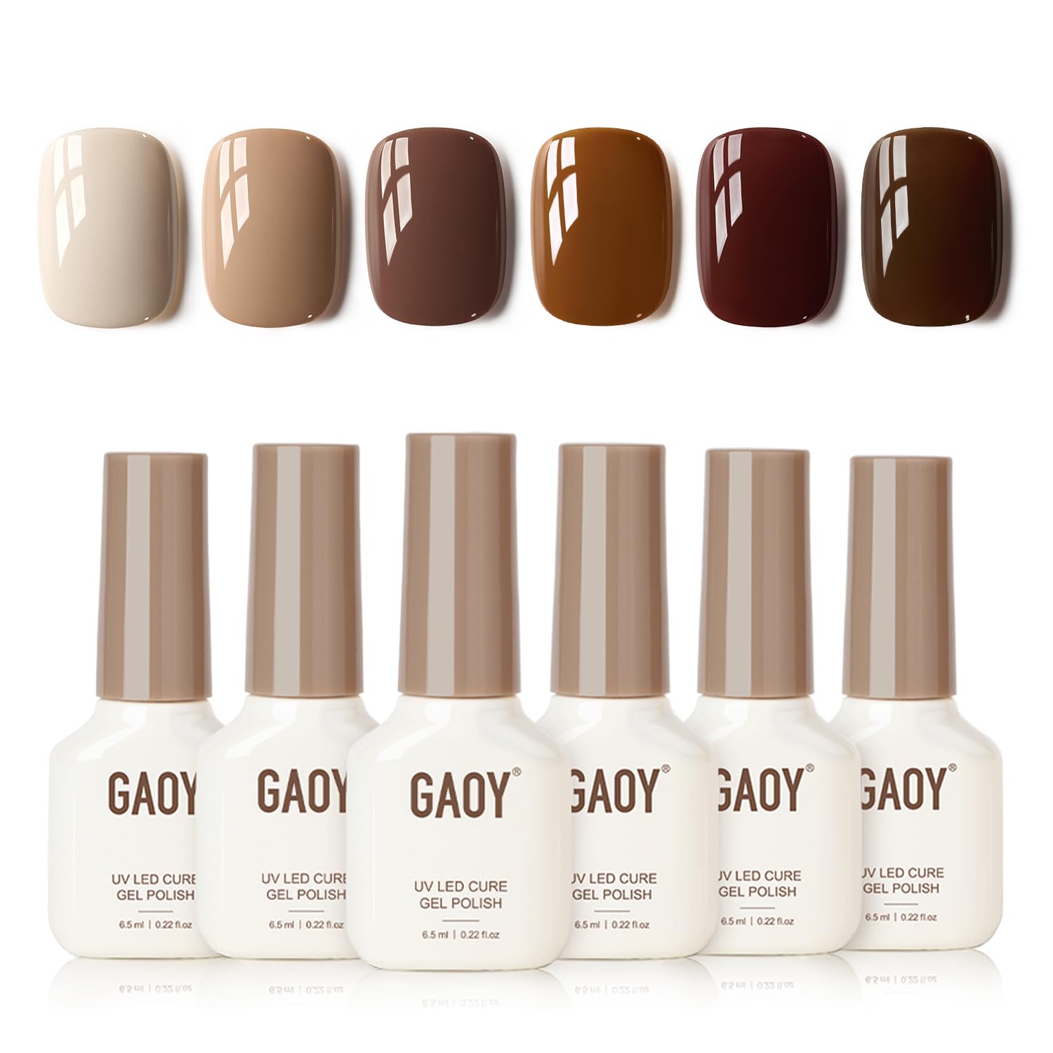 GAOY Nude Brown Gel Nail Polish Set. 6 Colors Beige Chocolate Caramel. UV Cure Gel for DIY Manicure at Home : Beauty & Personal Care
