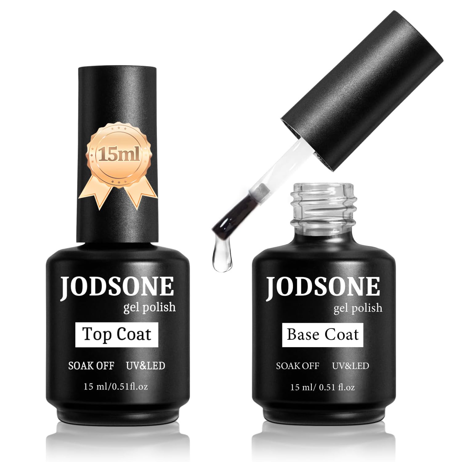 JODSONE 2 Bottles of Top Coat Base Coat Set No Wipe Foundation Combination Bright Surface At Home DIY Nail Salon Girl Gift : Beauty & Personal Care