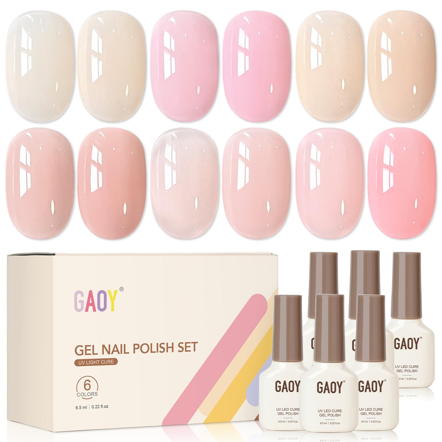 GAOY Rose Garden Jelly Gel Nail Polish of 6 Transparent Nude Red Pink Brown Colors Sheer Gel Polish Kit for Salon Manicure and Nail Art DIY at Home : Beauty & Personal Care