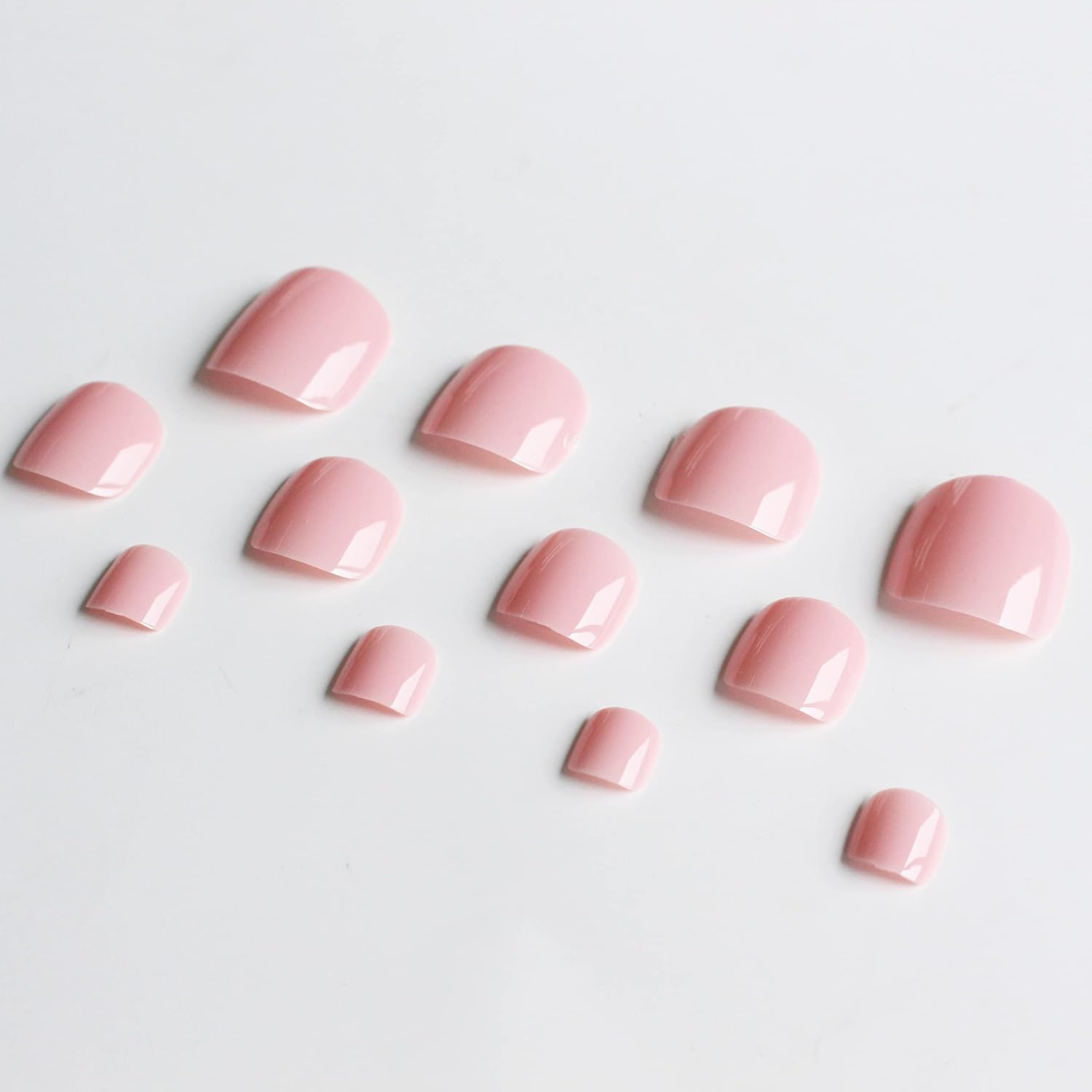 Solid Color Pink Press on Toenails for Women. Glossy Fake Toenail Press ons Short Square Acrylic Press on Toe Nails. Reusable Baby Pink Toenails Glue on Natural Seamless Fit. 24Pcs Glue Toenails : Beauty & Personal Care