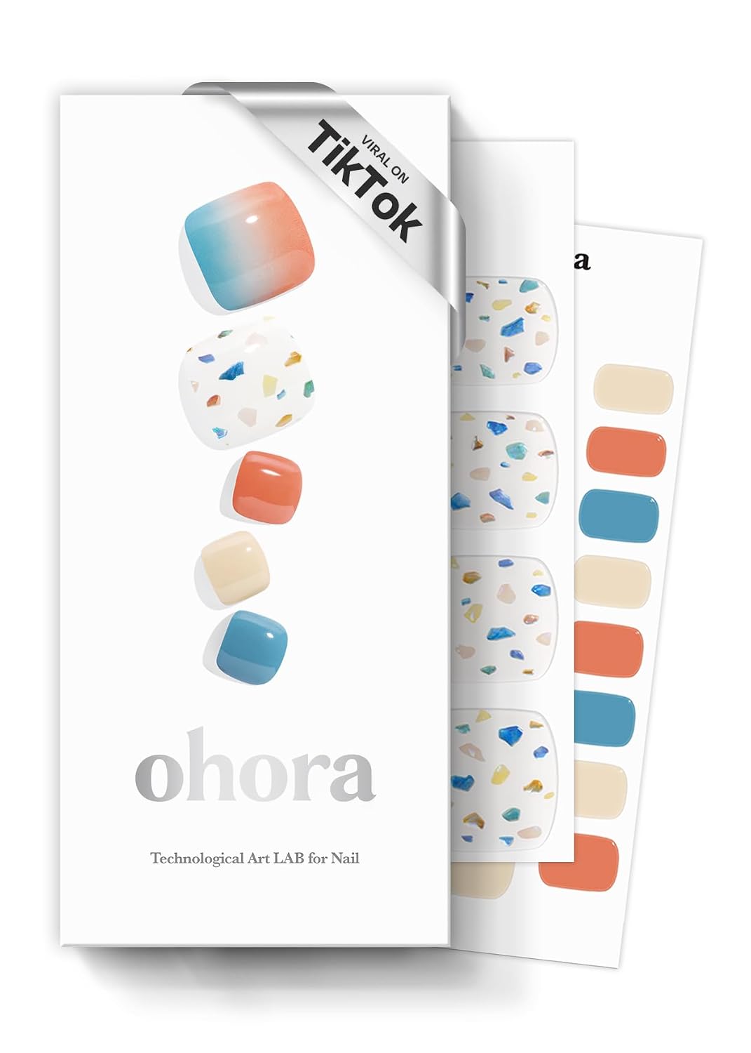 ohora Semi Cured Gel Pedi Strips (P Basic Pedicure no.3) - White. Solid. Works with UV/LED Lamps. Salon-Quality. Long Lasting. Easy to Apply & Remove - Includes 2 Prep Pads. Nail File & Wooden Stick : Beauty & Personal Care