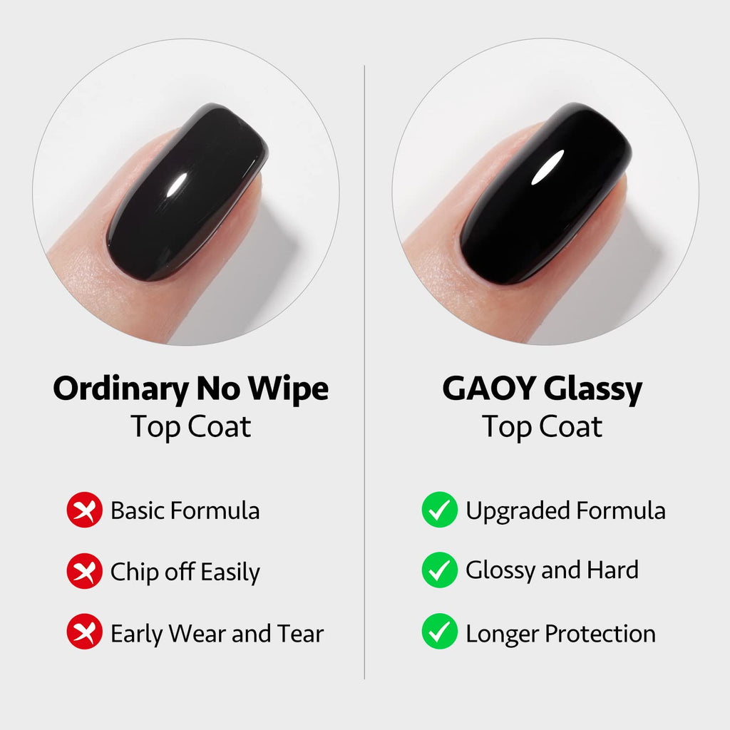 GAOY 16ml 2 Pcs Glassy Gel Top Coat and Base Coat Set.No Wipe Foundation Combination for UV Light Cure Nail Polish : Beauty & Personal Care