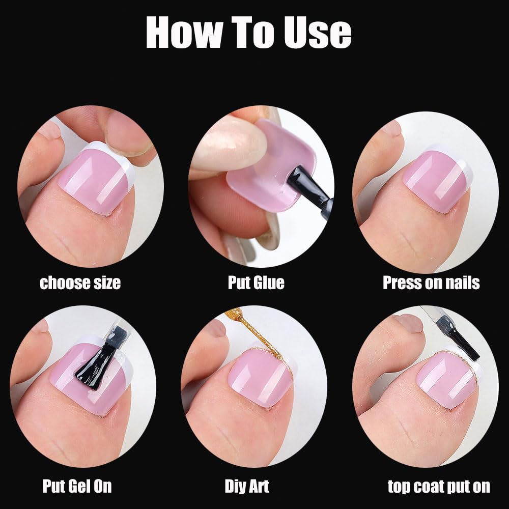 SWRITATSK Toe Nail Tips.French Press On Toenails For Women.120Pcs Press On Nails.Square Toe Nail Press Ons Toe Nails.12 Size French Nude Wearable Full Cover Fake Toenails.False Nails Gel Toe Nails : Beauty & Personal Care