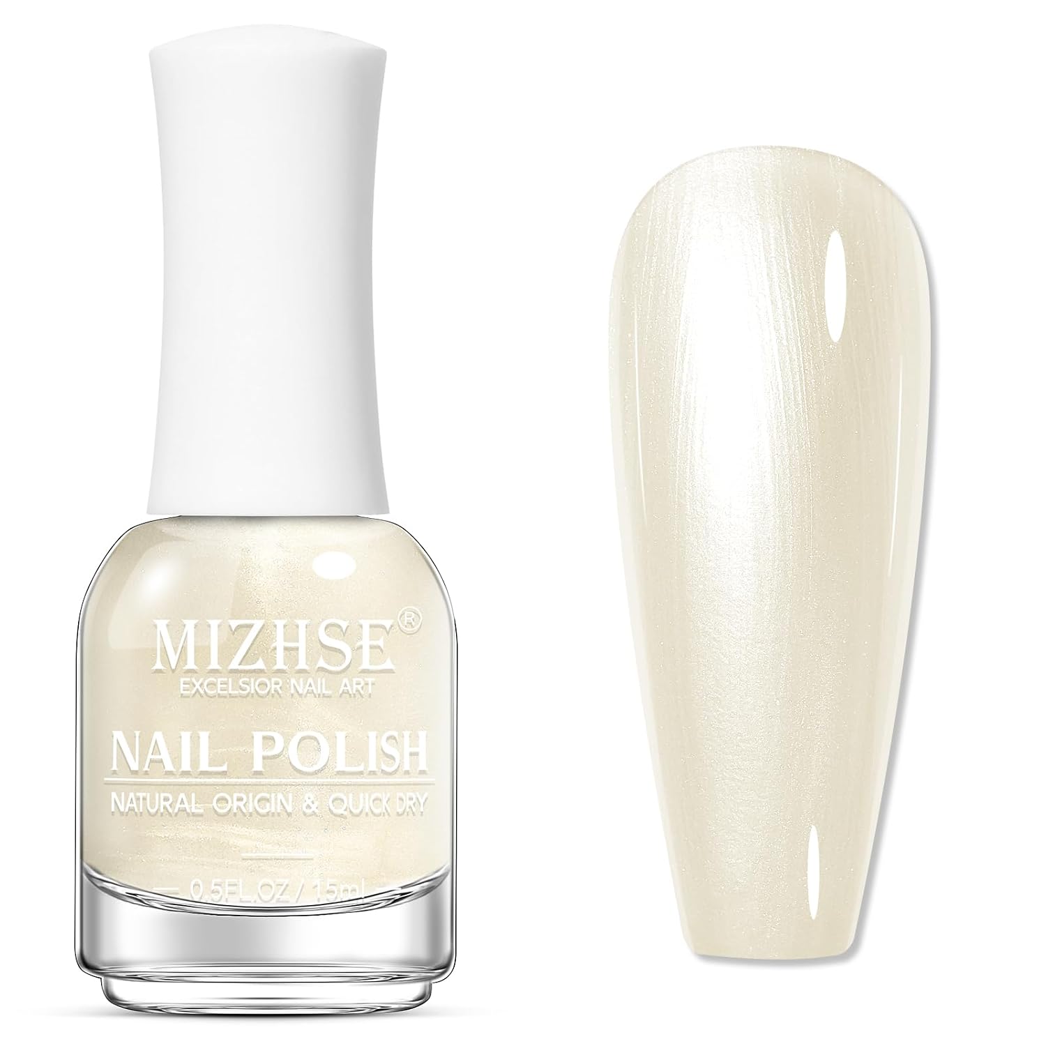 MIZHSE Pearlescent Pink Nail Polish. Quick Dry Pearl Nail Polish. Air Fast Drying 15ml Pale Pink Nail Lacquer Non Gel Oil-based Nail Art Manicure Home DIY : Beauty & Personal Care