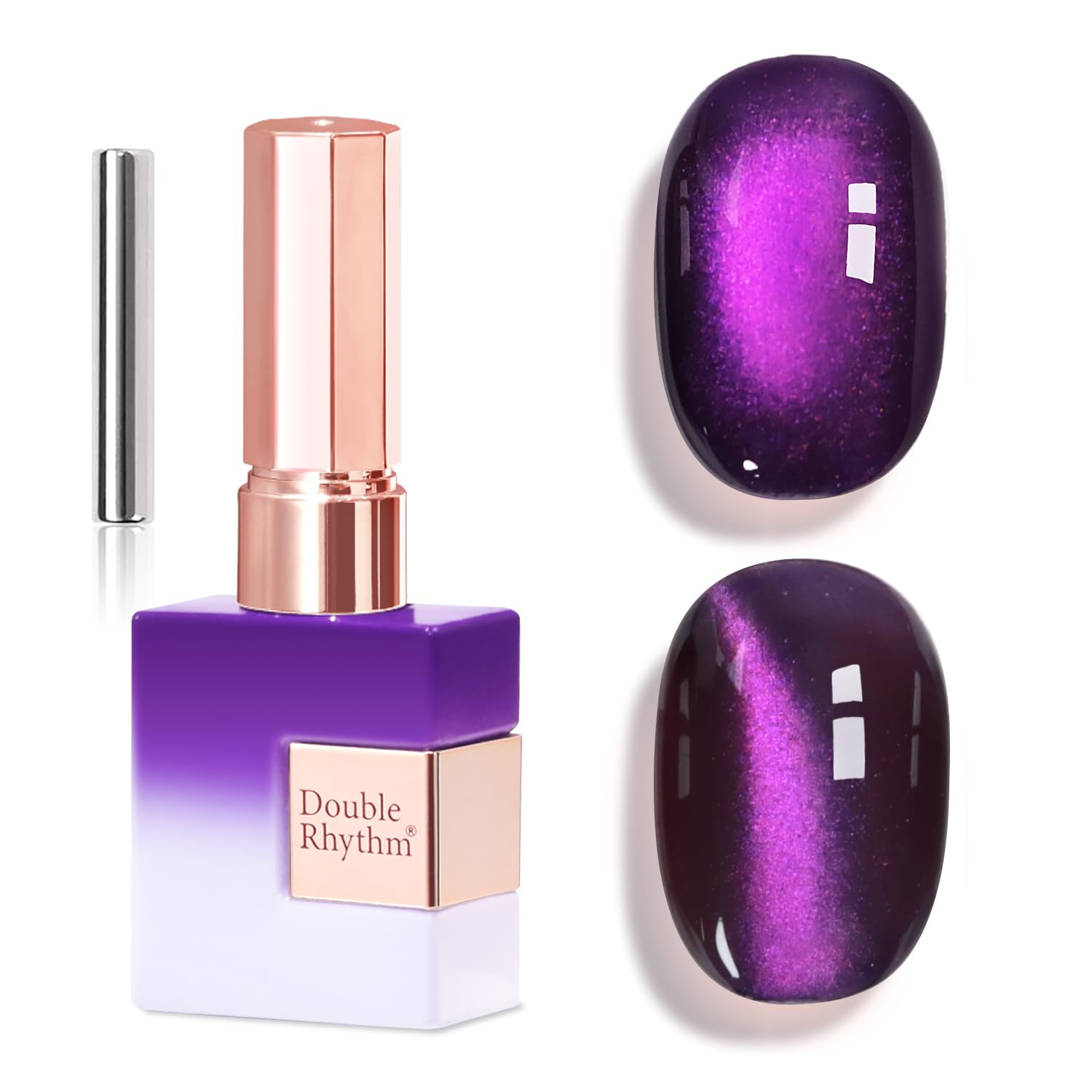Double Rhythm 0.5 OZ Cat Eye Gel Polish with Magnet 15ML Holographic Glitter Shimmer Translucent Jelly Color Magnetic Polish Salon DIY at Home (Silver-MC1019) : Beauty & Personal Care