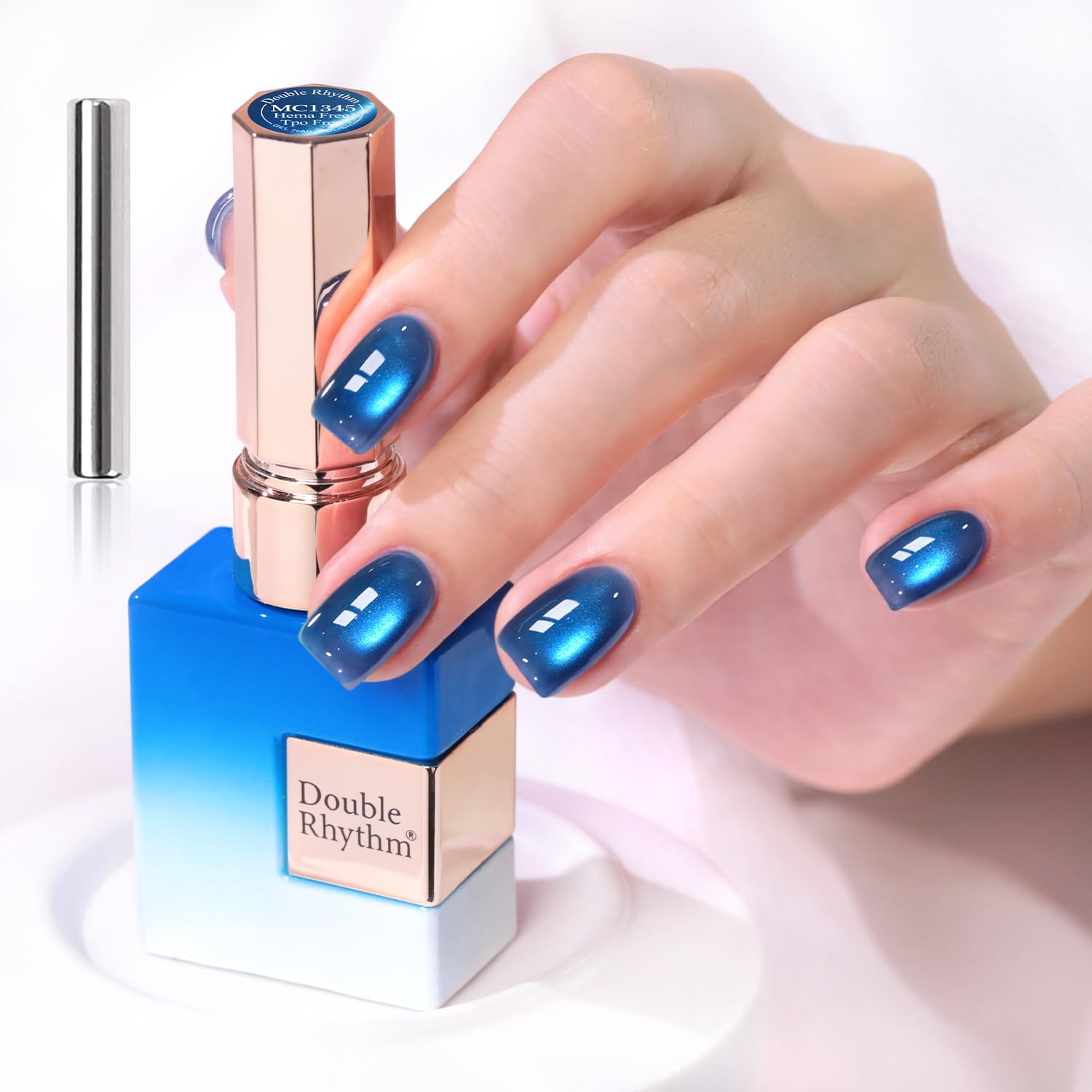 Double Rhythm 0.5 OZ Cat Eye Gel Polish with Magnet 15ML Holographic Glitter Shimmer Translucent Jelly Color Magnetic Polish Salon DIY at Home (Silver-MC1019) : Beauty & Personal Care