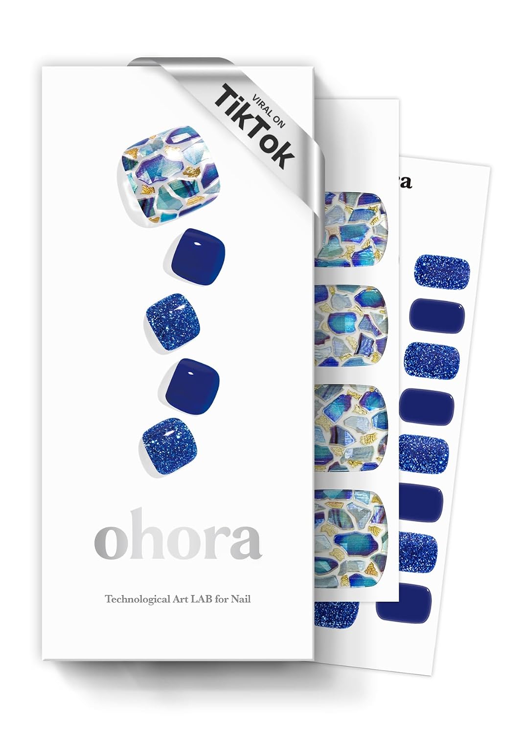 ohora Semi Cured Gel Pedi Strips (P Basic Pedicure no.3) - White. Solid. Works with UV/LED Lamps. Salon-Quality. Long Lasting. Easy to Apply & Remove - Includes 2 Prep Pads. Nail File & Wooden Stick : Beauty & Personal Care