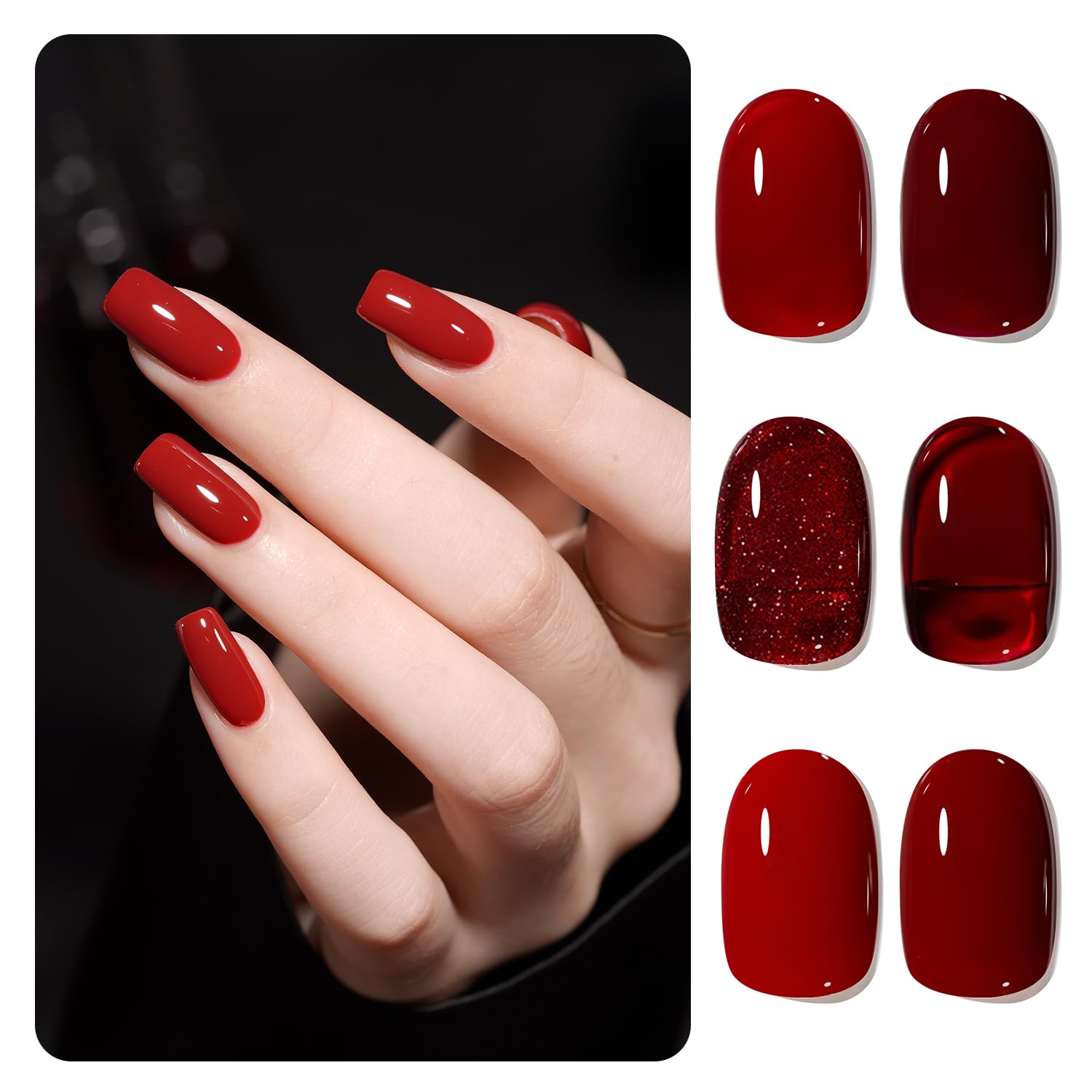 GAOY Rose Garden Jelly Gel Nail Polish of 6 Transparent Nude Red Pink Brown Colors Sheer Gel Polish Kit for Salon Manicure and Nail Art DIY at Home : Beauty & Personal Care