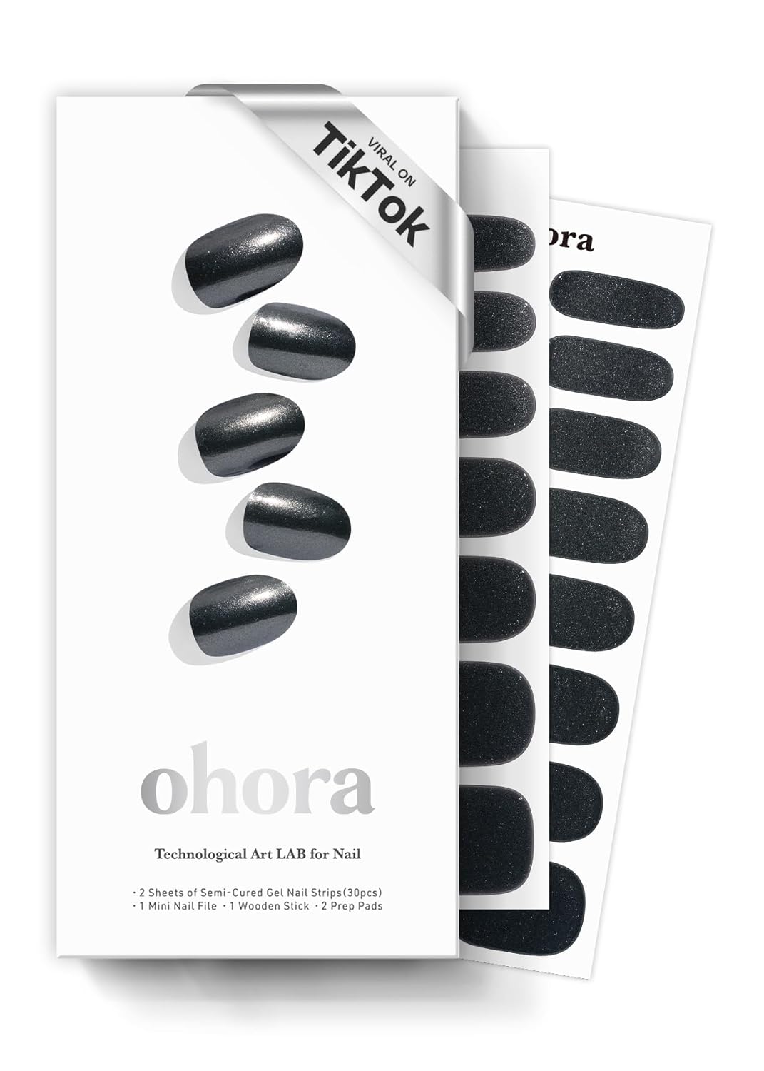 ohora Semi Cured Gel Nail Strips (N Cream Indigo) - Blue. Solid. Works with Any UV/LED Lamps. Salon-Quality. Long Lasting. Easy to Apply & Remove - Includes 2 Prep Pads. Nail File & Wooden Stick : Beauty & Personal Care