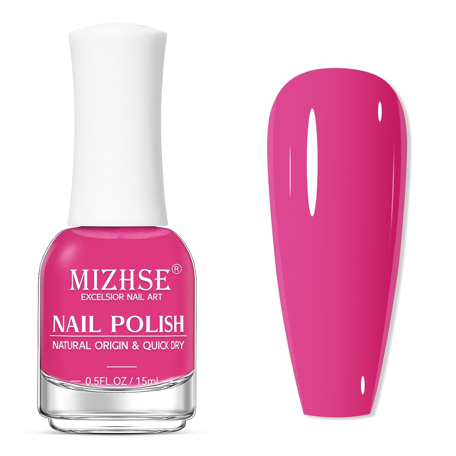 MIZHSE Quick Dry Nail Polish. Hot Pink Nail Polish Non Gel Air Drying Fast. 15ml Glossy Finish Regular Rose Red Nail Lacquer Full Coverage Nail Art Manicure DIY Home : Beauty & Personal Care