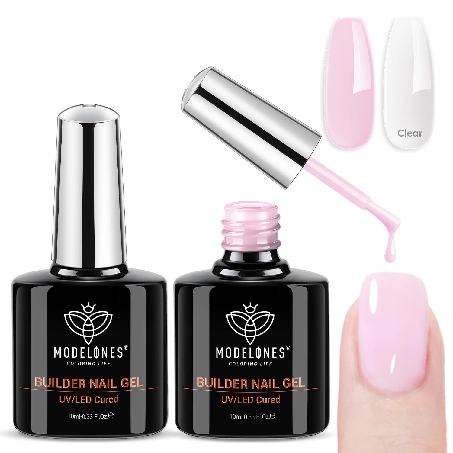 modelones Gel Top Coat. 15 ml 2026 Upgrade Super Shiny Base and Top Coat Set. Soak Off Nail Lamp Acid Free No Wipe Clear Base Top Gel Nail Polish : Beauty & Personal Care
