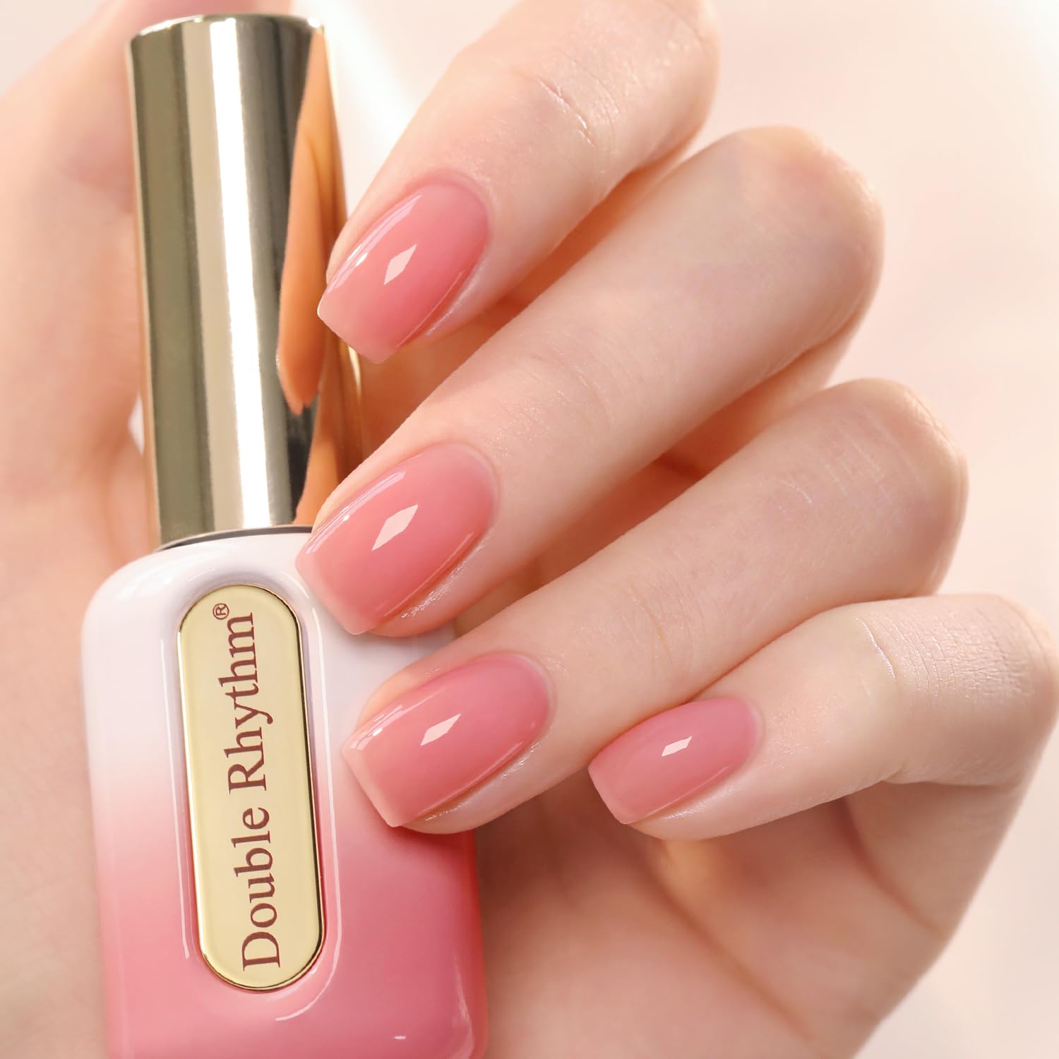 Double Rhythm 0.50 OZ Gel Polish Hema Free Same Color Same Bottle Golden Round Translucent Neutral Natural Milky 15 ML Jelly UV Polish Art DIY at Home (Bright Pink-H1040) : Beauty & Personal Care