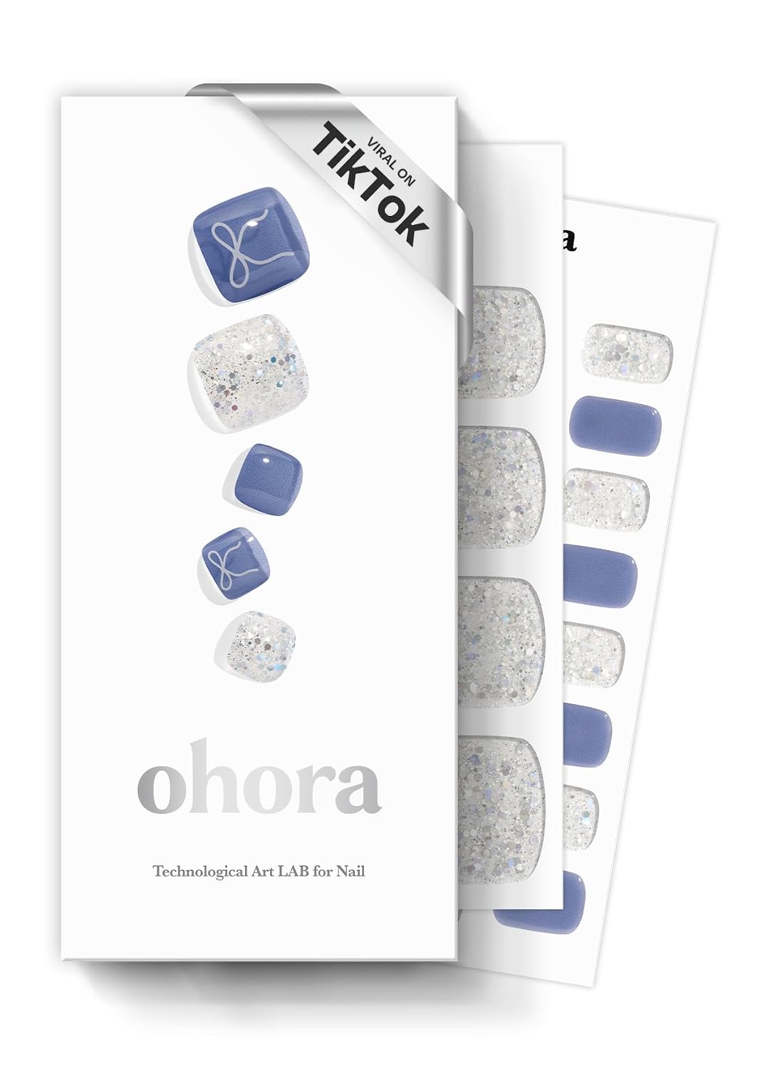 ohora Semi Cured Gel Pedi Strips (P Basic Pedicure no.3) - White. Solid. Works with UV/LED Lamps. Salon-Quality. Long Lasting. Easy to Apply & Remove - Includes 2 Prep Pads. Nail File & Wooden Stick : Beauty & Personal Care