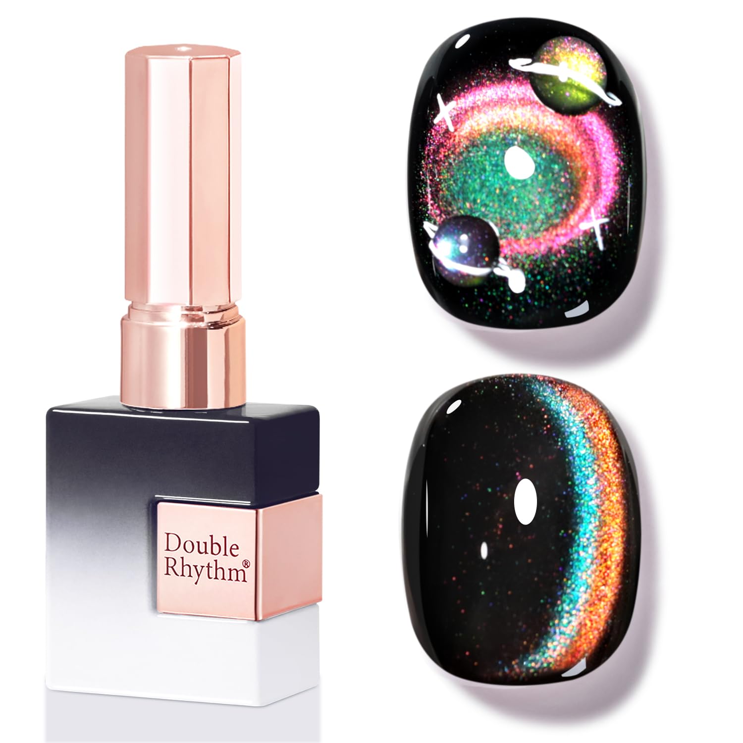 Double Rhythm 0.5 OZ Cat Eye Gel Polish with Magnet 15ML Holographic Glitter Shimmer Translucent Jelly Color Magnetic Polish Salon DIY at Home (Silver-MC1019) : Beauty & Personal Care