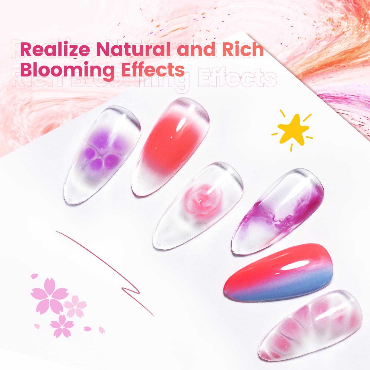 JODSONE 16.5ml Clear Blooming Gel Nail Polish for Spreading Effect Marble Natural Stone Watercolor Floral Print Nail Painting and Can Be Easily Used Suitable for DIY Nail Art : Beauty & Personal Care
