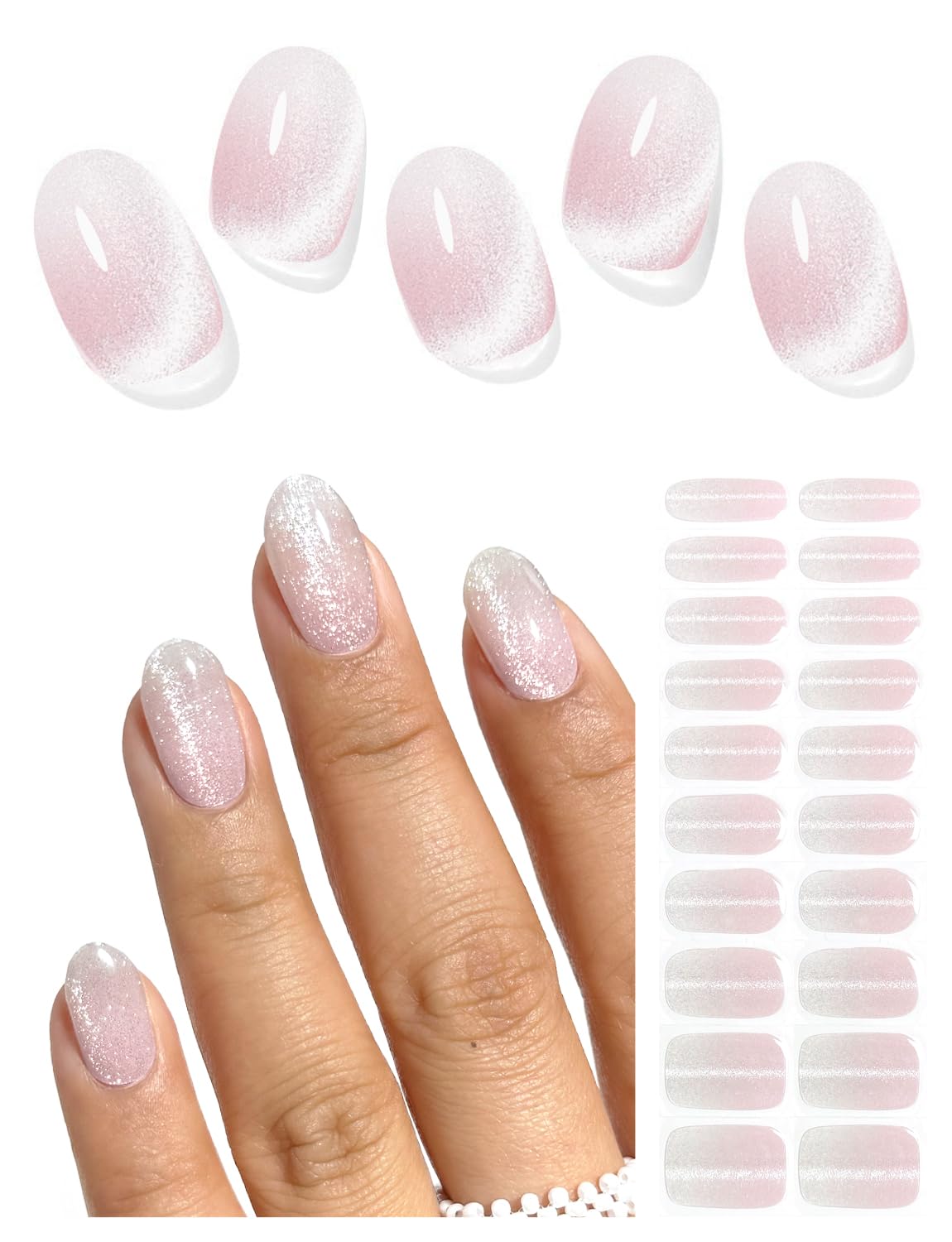 AutyaMee Semi Cured Gel Nail Strips (Deep Plum Cat Eye). Dark Purple. 20 Pcs Gel Nail Wraps. Stickers. UV Light Required. Salon Quality. Long Lasting : Beauty & Personal Care
