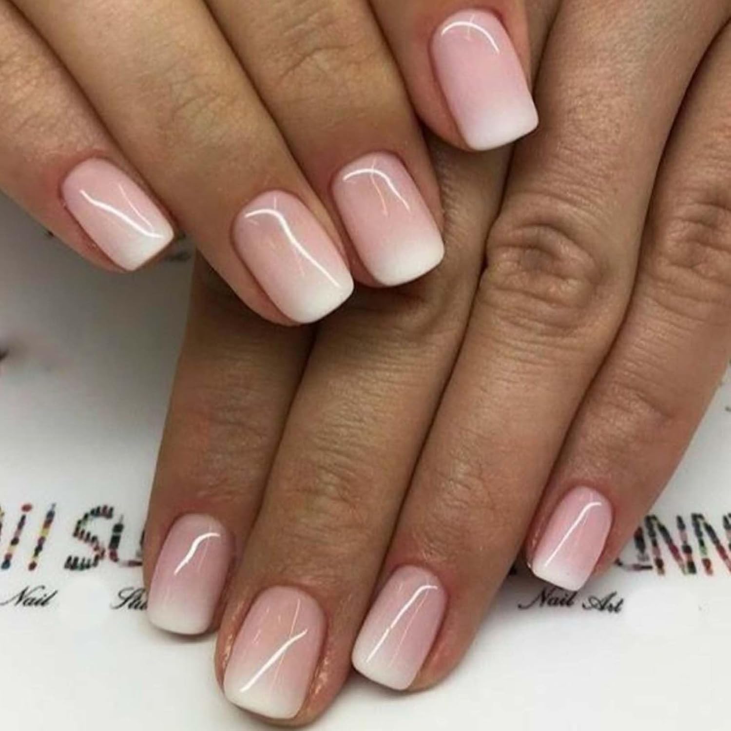 Hkanlre Square French Press on Nails Short Cute Fake Nails Acrylic Flower False Nails for Women and Girls 24PCS : Beauty & Personal Care