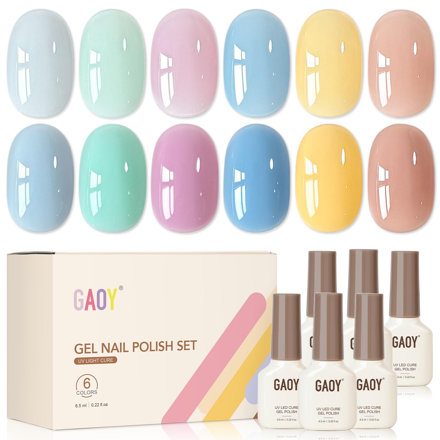 GAOY Nude Brown Gel Nail Polish Set. 6 Colors Beige Chocolate Caramel. UV Cure Gel for DIY Manicure at Home : Beauty & Personal Care