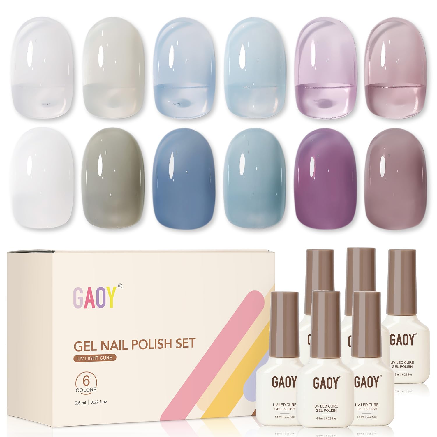 GAOY Rose Garden Jelly Gel Nail Polish of 6 Transparent Nude Red Pink Brown Colors Sheer Gel Polish Kit for Salon Manicure and Nail Art DIY at Home : Beauty & Personal Care