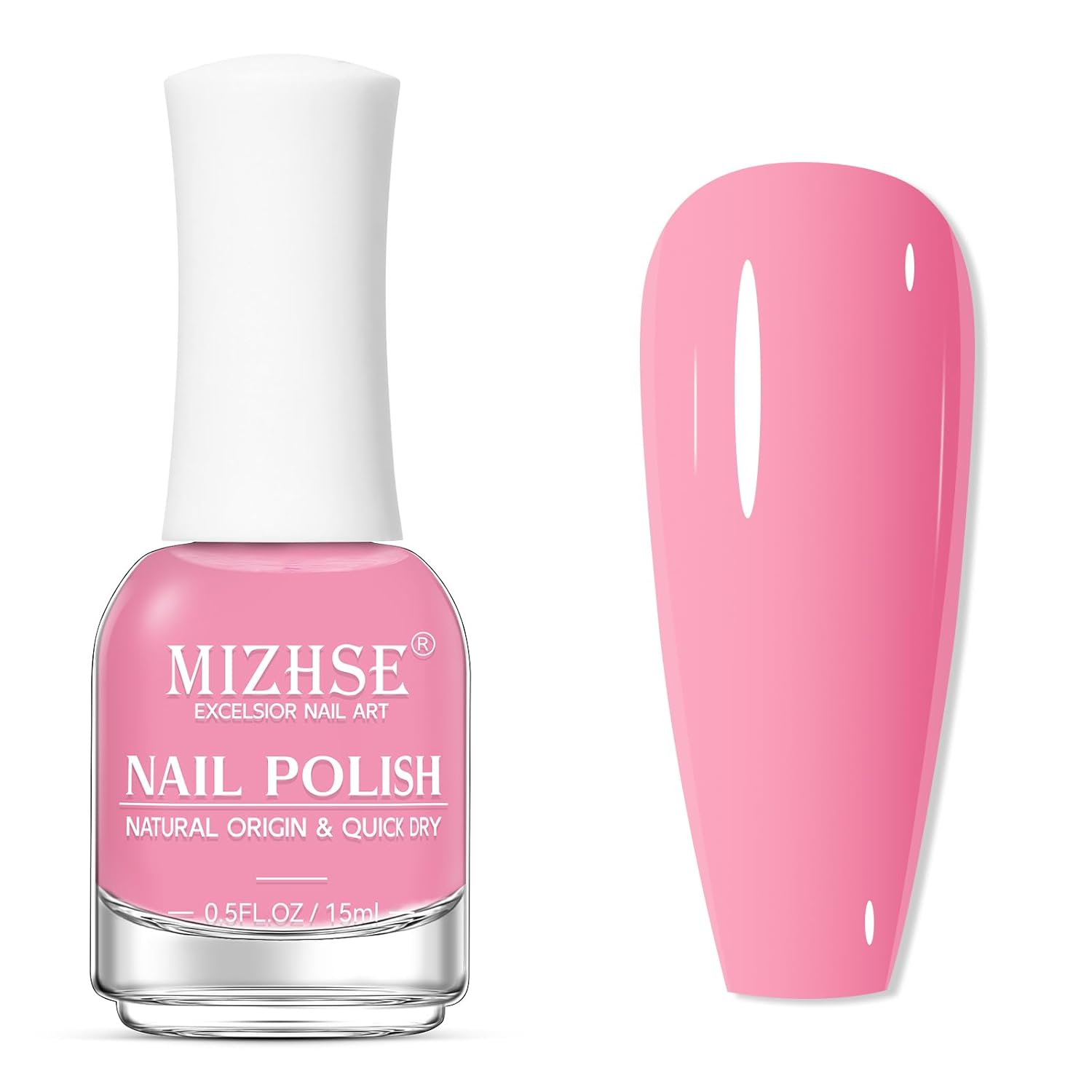 MIZHSE Quick Dry Nail Polish. Hot Pink Nail Polish Non Gel Air Drying Fast. 15ml Glossy Finish Regular Rose Red Nail Lacquer Full Coverage Nail Art Manicure DIY Home : Beauty & Personal Care