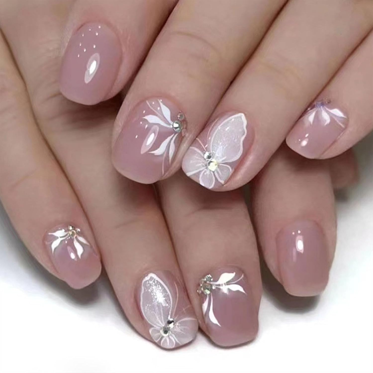 Square Press on Nails Short Sea Blue Fake Nails Glossy Acrylic Nails Press ons Full Cover False Nails with Golden Glitter Designs Glue Stick on Nails for Women Girls 24 Pcs : Beauty & Personal Care