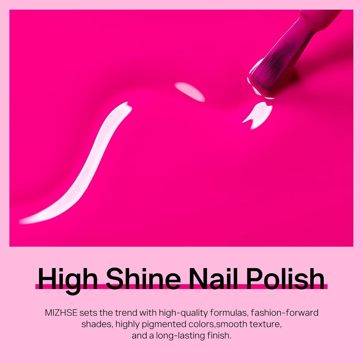 MIZHSE Quick Dry Nail Polish. Hot Pink Nail Polish Non Gel Air Drying Fast. 15ml Glossy Finish Regular Rose Red Nail Lacquer Full Coverage Nail Art Manicure DIY Home : Beauty & Personal Care