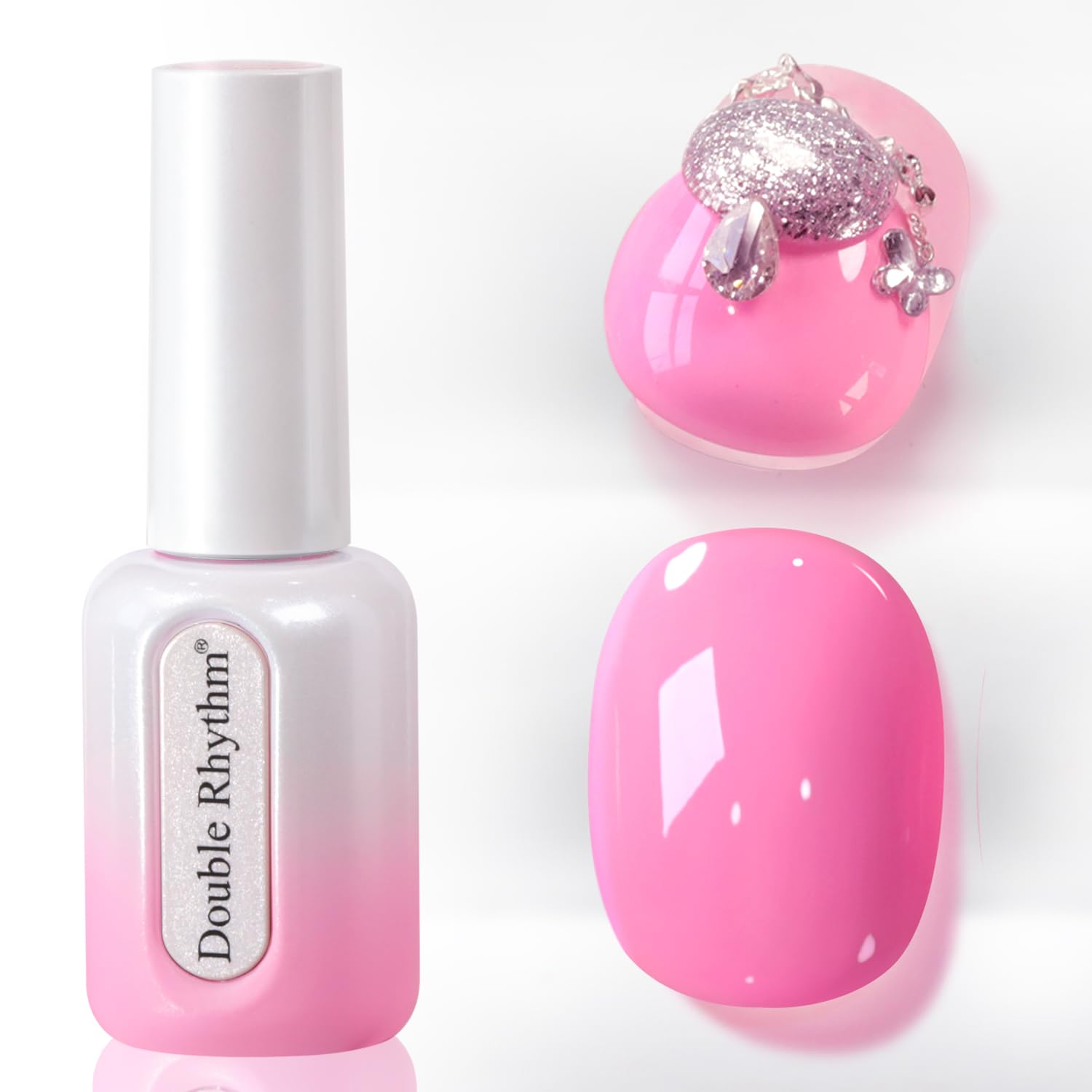 Double Rhythm 0.50 OZ Gel Polish Hema Free Same Color Same Bottle Golden Round Translucent Neutral Natural Milky 15 ML Jelly UV Polish Art DIY at Home (Bright Pink-H1040) : Beauty & Personal Care