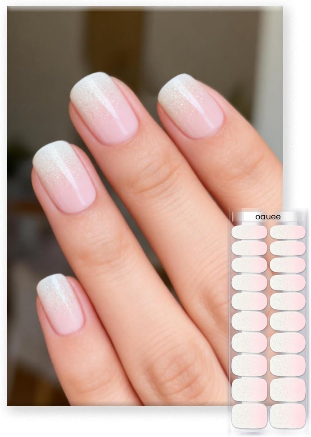 OAUEE Semi Cured Gel Nail Strips | Gel Nail Stickers with UV Light Required | Salon Quality. Easy Application and Removal(Pink Ombre) : Beauty & Personal Care