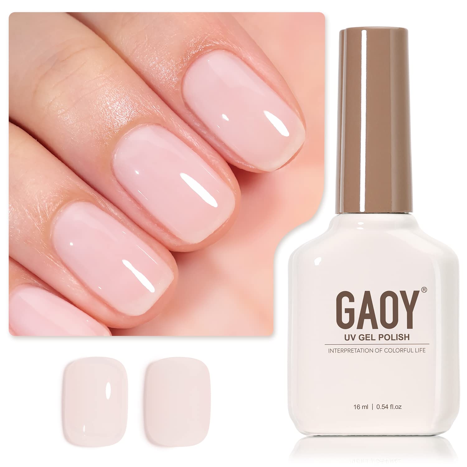 GAOY Sheer Light Pink Gel Nail Polish. 16ml Jelly Milky White Peach Translucent Color 1352 UV Light Cure Gel Polish for Nail Art DIY Manicure and Pedicure at Home : Beauty & Personal Care