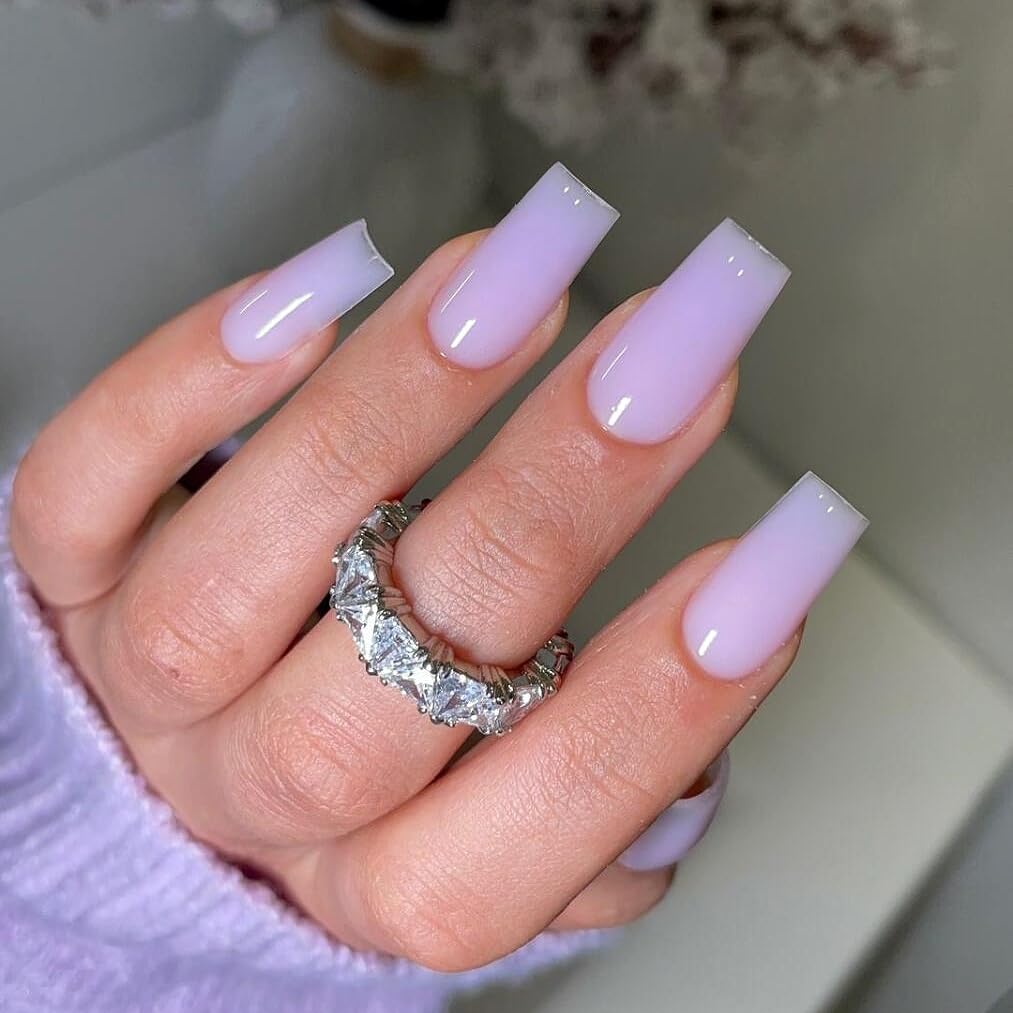 KQueenest Ombre Pink Press on Nails Long Square Shaped Gradient French Fake Nails Press Ons. Natural Gel Square Tips - 24 Pcs Coffin Acrylic False Nails Set for Women Daily Wear : Beauty & Personal Care
