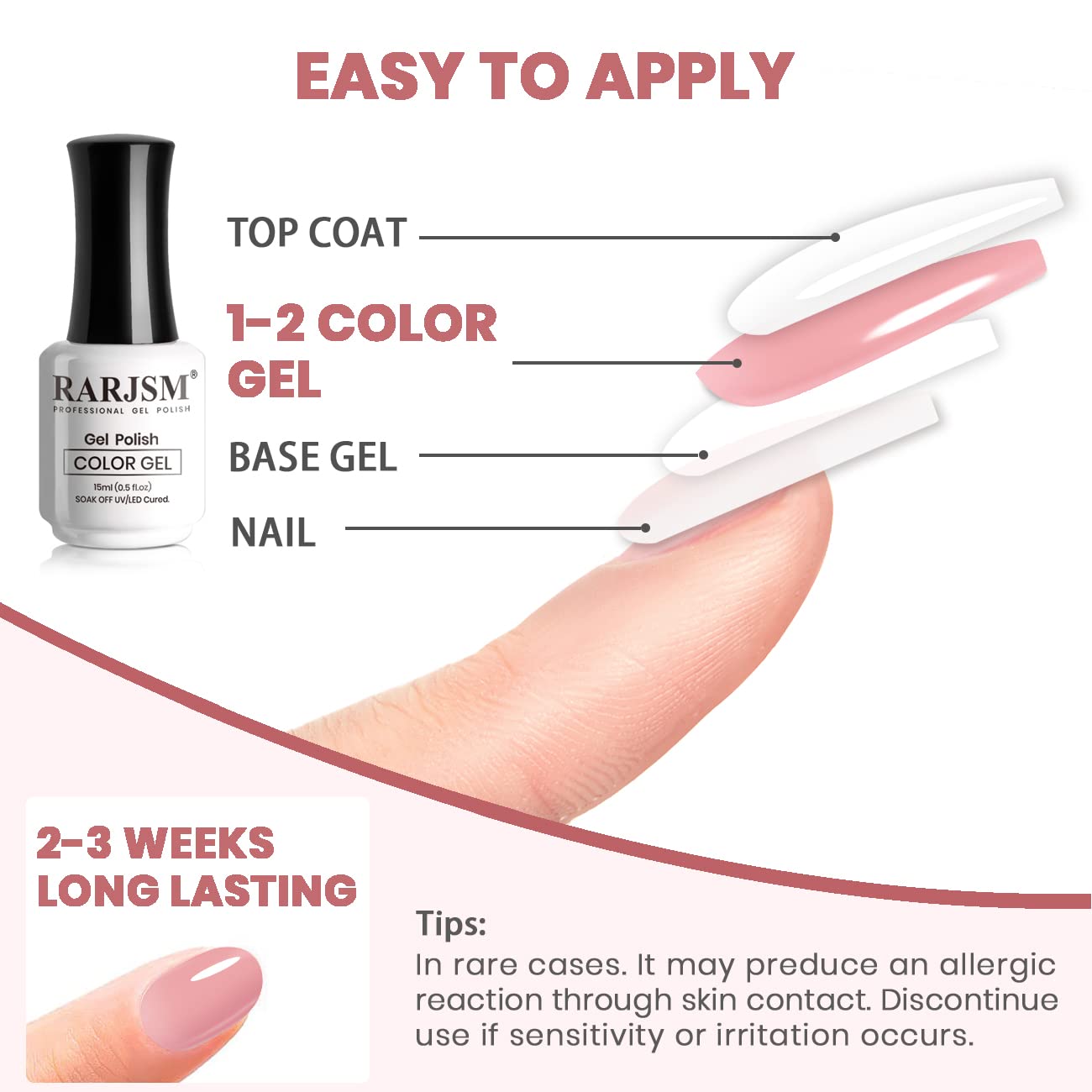 RARJSM Nude Gel Polish Sheer Rose Pink Gel Nail Polish Clear Pink French Manicure Nude Pink Jelly Nail GelPolish Varnish Curing Requires 1pcs 15ml LED UV Gel Soak Off for Home Salon Nail Art DIY : Beauty & Personal Care