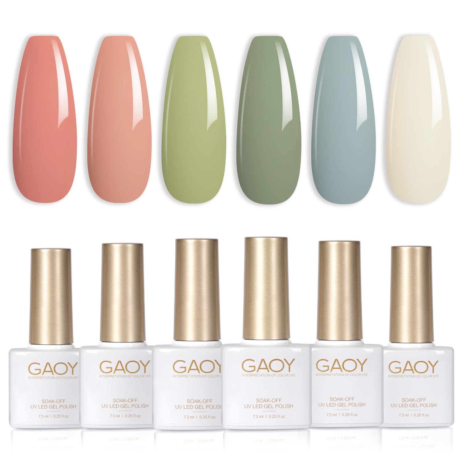 GAOY Milky White Jelly Nude Gel Nail Polish Set. 6 Transparent Colors Sheer Pink Orange Soak Off UV Light Cure Gel Polish Kit for Salon and Nail Art DIY at Home : Beauty & Personal Care