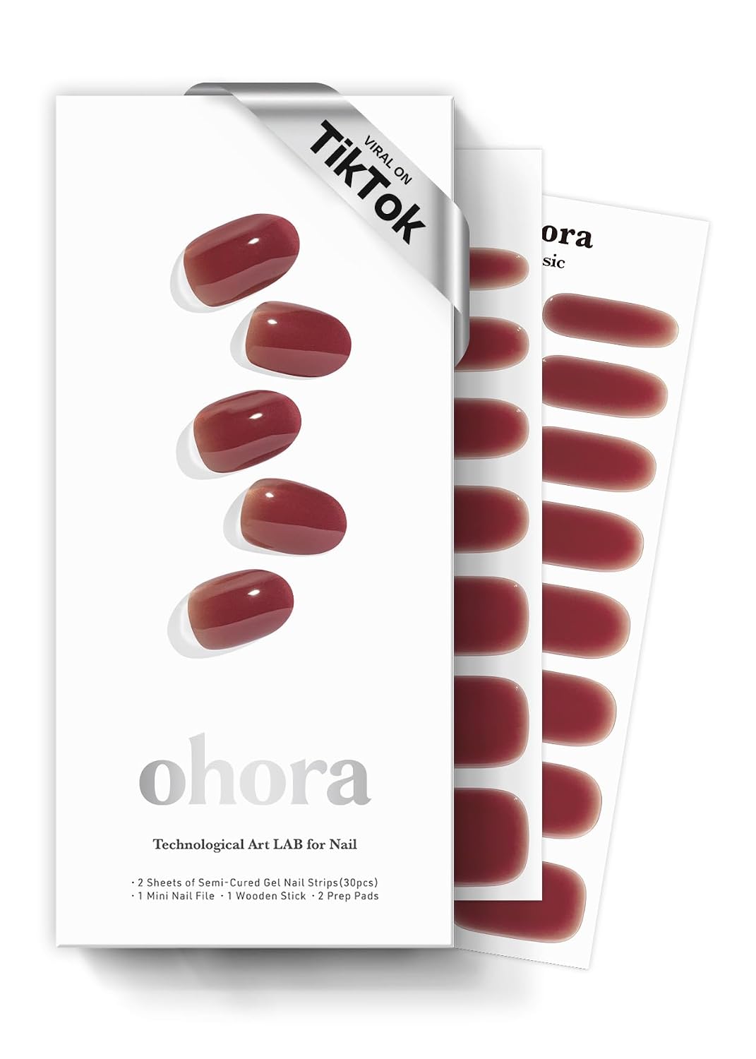 ohora Semi Cured Gel Nail Strips (N Dancing Flower) - White Works with Any UV/LED Lamps. Salon-Quality. Long Lasting. Easy to Apply & Remove - Includes 2 Prep Pads. Nail File & Wooden Stick : Beauty & Personal Care