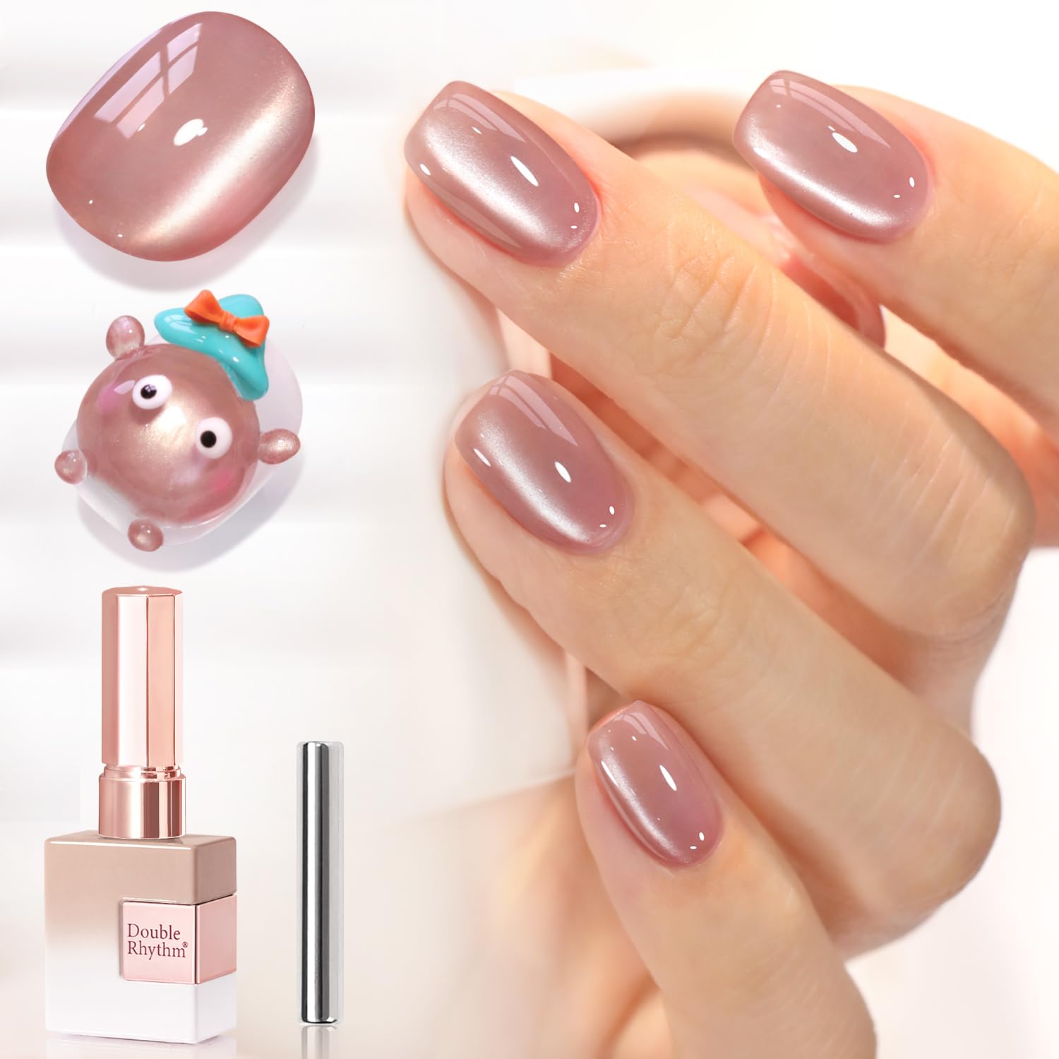 Double Rhythm 15ML Ice Glass Cat Eye Gel Polish with Magnet Holographic Glitter Shimmer Translucent Sheer Color Salon Soak Off Magnetic Nail at Home (Golden Violet-MC1129) : Beauty & Personal Care