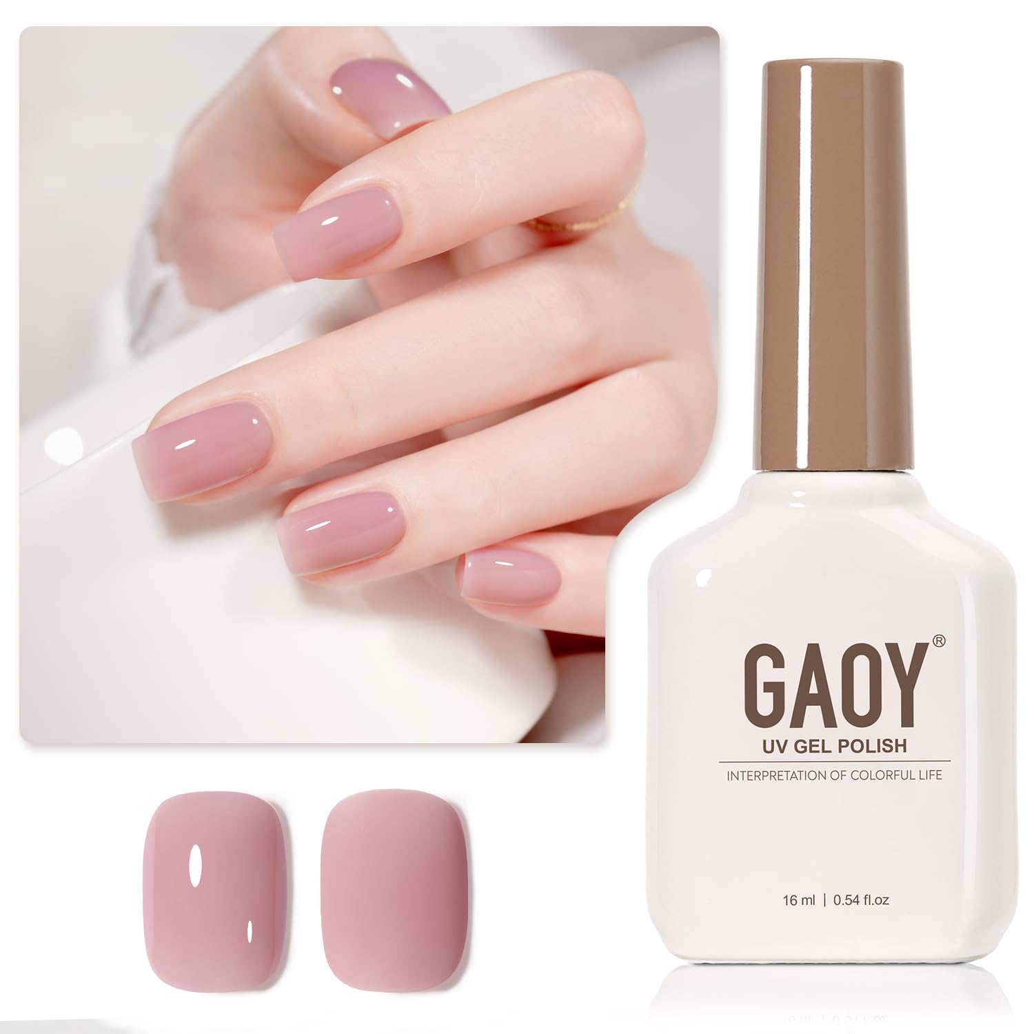 GAOY Sheer Light Pink Gel Nail Polish. 16ml Jelly Milky White Peach Translucent Color 1352 UV Light Cure Gel Polish for Nail Art DIY Manicure and Pedicure at Home : Beauty & Personal Care