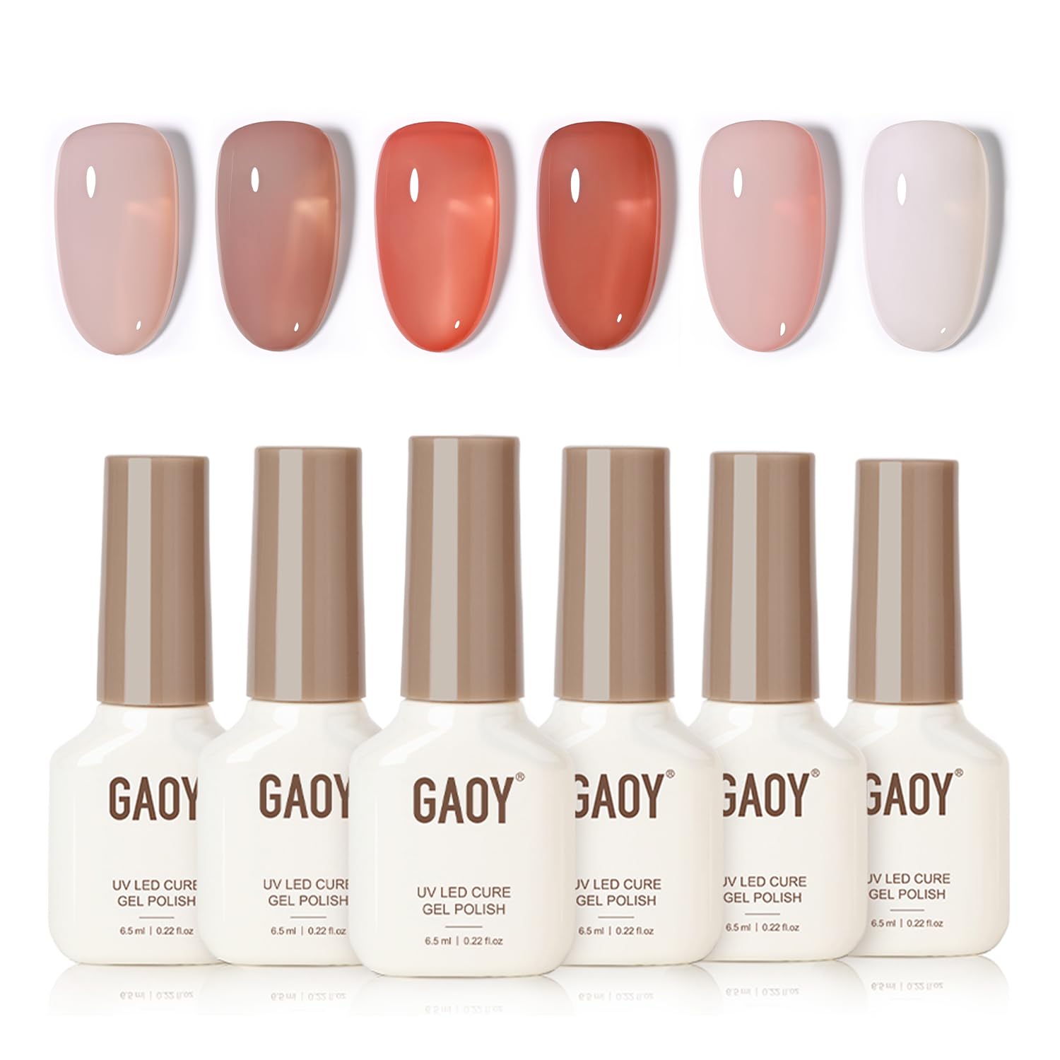 GAOY Rose Garden Jelly Gel Nail Polish of 6 Transparent Nude Red Pink Brown Colors Sheer Gel Polish Kit for Salon Manicure and Nail Art DIY at Home : Beauty & Personal Care