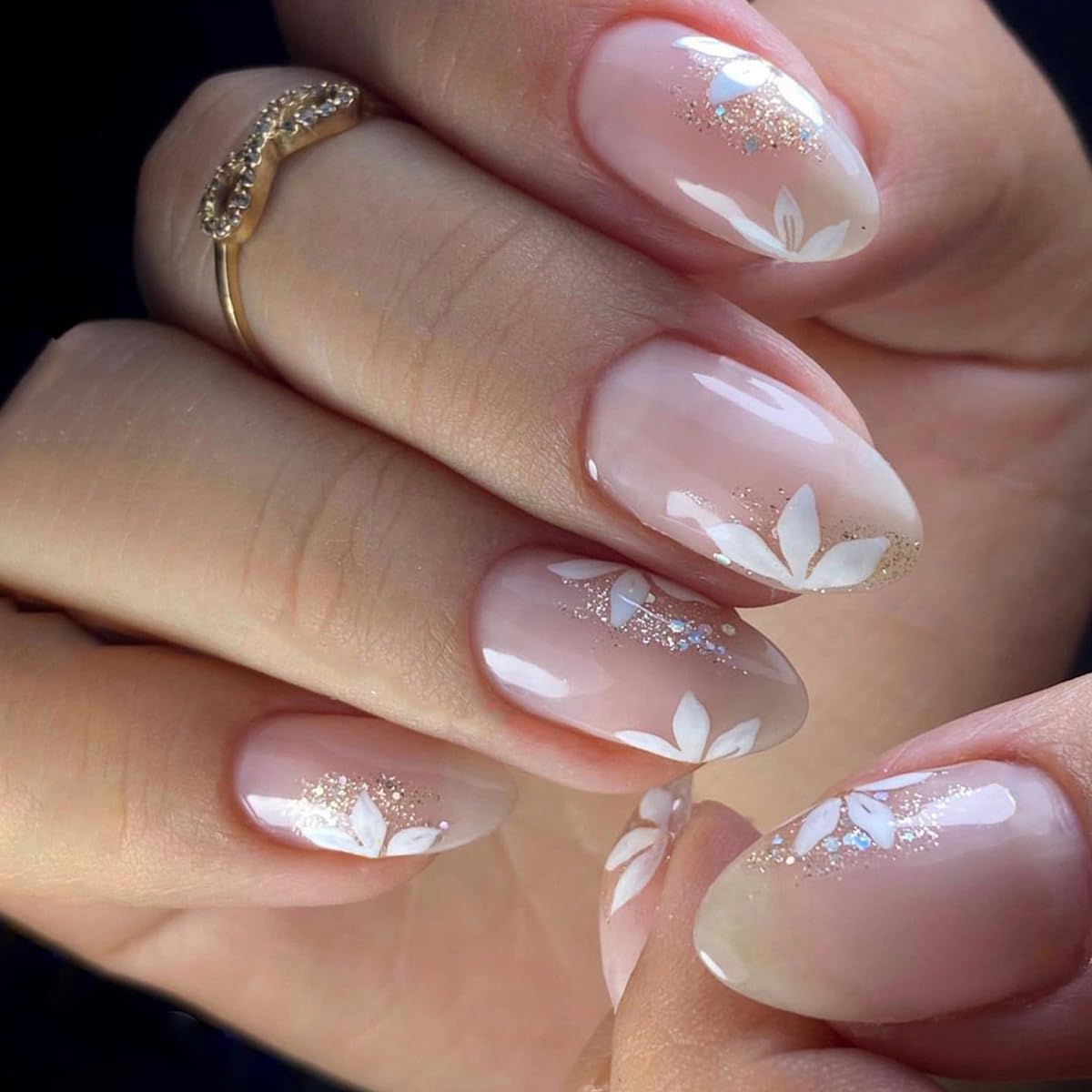 YKZFUI French Tip Press on Nails with Charms. Medium. Cute Bow. Long Square Shape. Acrylic Fake Stick On Nails with Heart and Rhinestones for Women Daily Wear. White : Beauty & Personal Care