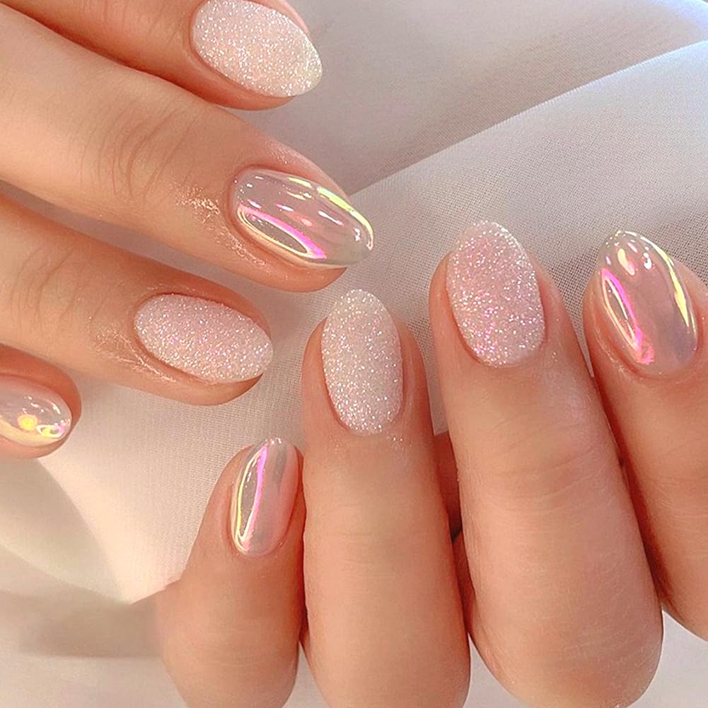 WAFOLOZE Nails Press ons.White Ombre Short Square Press on Nails Fake Nails Glossy Acrylic Artificial Nails Stick on Nails for Women 24Pcs : Beauty & Personal Care