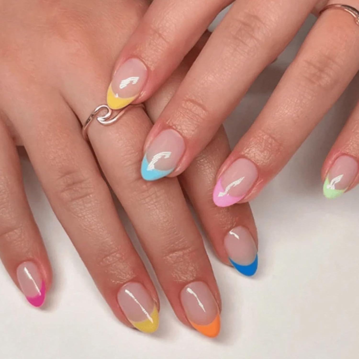 Short Press On Almond Fake Nails - Flower Acrylic Fall Nails Press Ons Full Cover Glue On Cute False Floral Stick On Nails for Women - 30 Pcs : Beauty & Personal Care