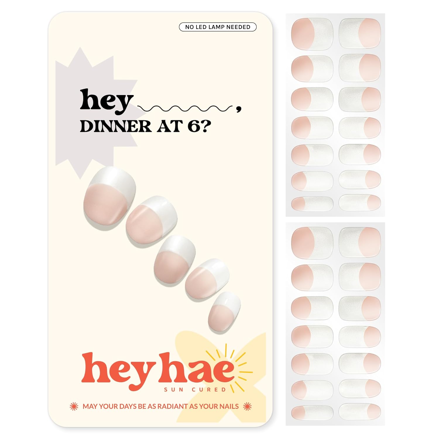 Heyhae Semi Cured Gel Nail Strips | No LED Lamp Needed | Ombre. Orange. Spring | Easy Apply & Remove. Salon Quality |Includes 28 Strips. 1 Prep Pads. Nail File & Wooden stick - Hey. You're My Sunshine : Beauty & Personal Care