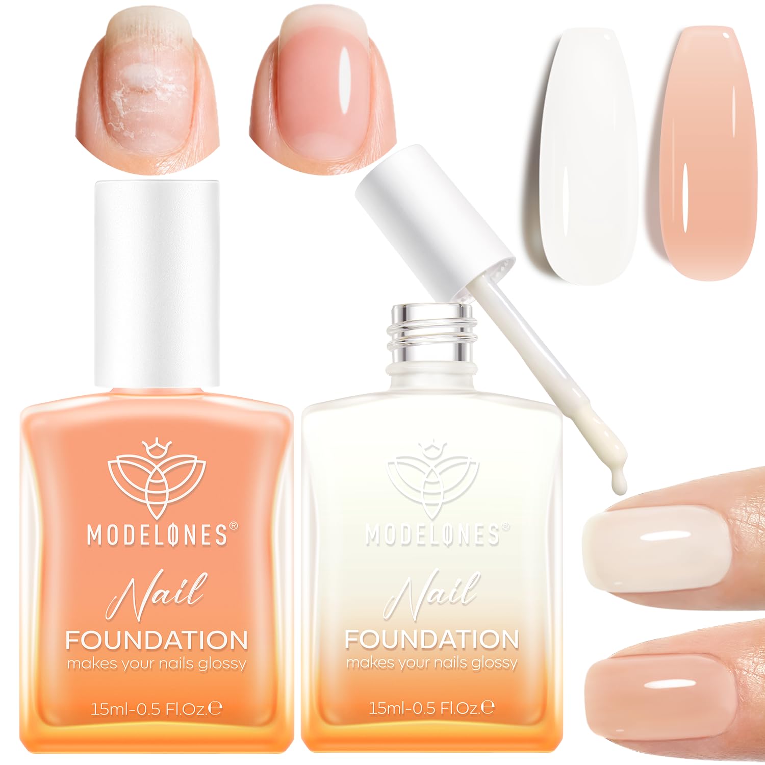 modelones Nail Strengthener. Milky White Nail Polish Nail Repair for Damaged Nails Hardener Quick Dry Nail Growth Natural Nail Concealer Foundation Strengthening Nails & Toenails Women Manicurist : Beauty & Personal Care