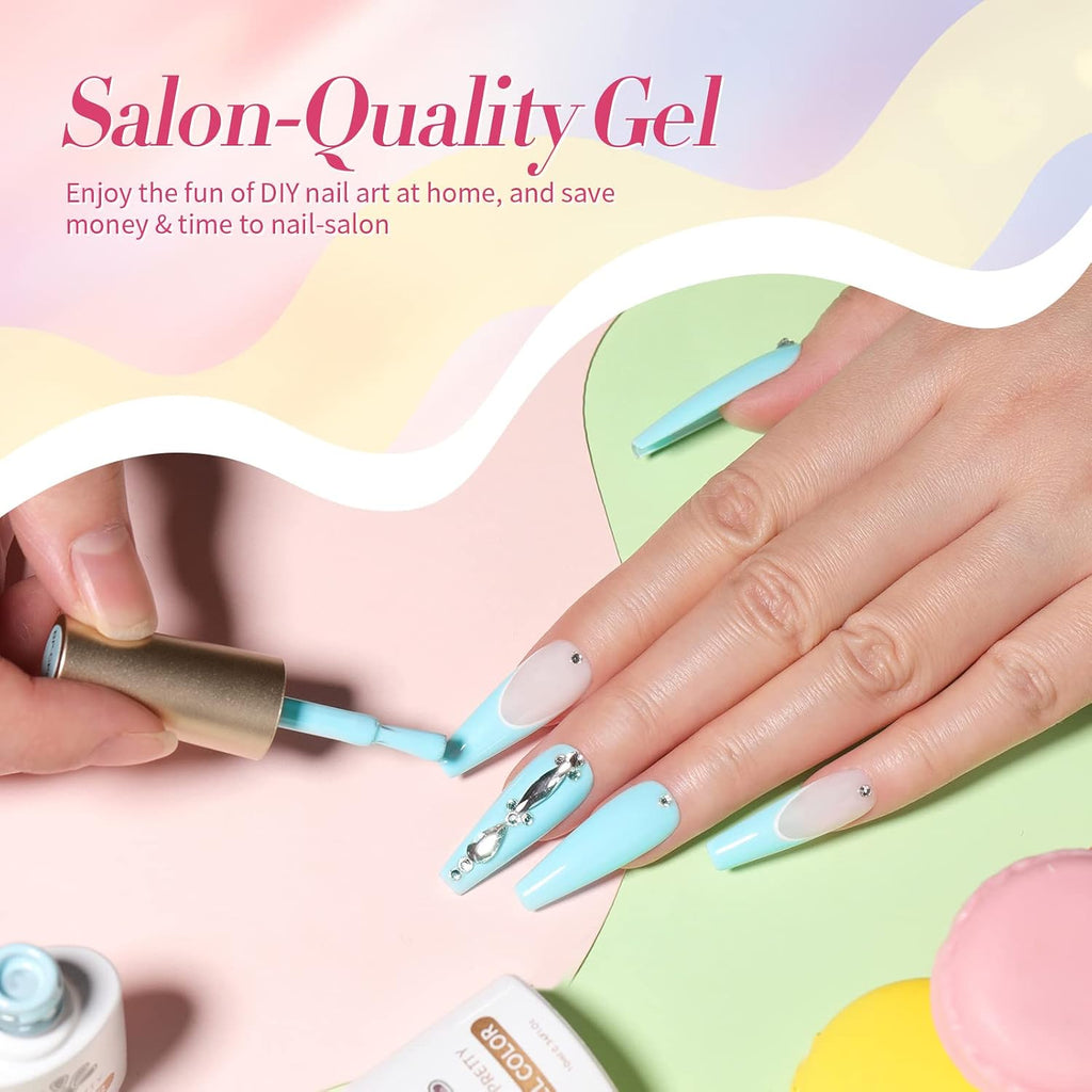 Born Pretty Pastel Gel Nail Polish Set Spring Summer Gel Polish Macaron Candy Sweet Color Gel Polish Easter Soft Pink Yellow Purple Blue Green Colors Collection Nail Art Gift Box 7ML 6PCS : Beauty & Personal Care