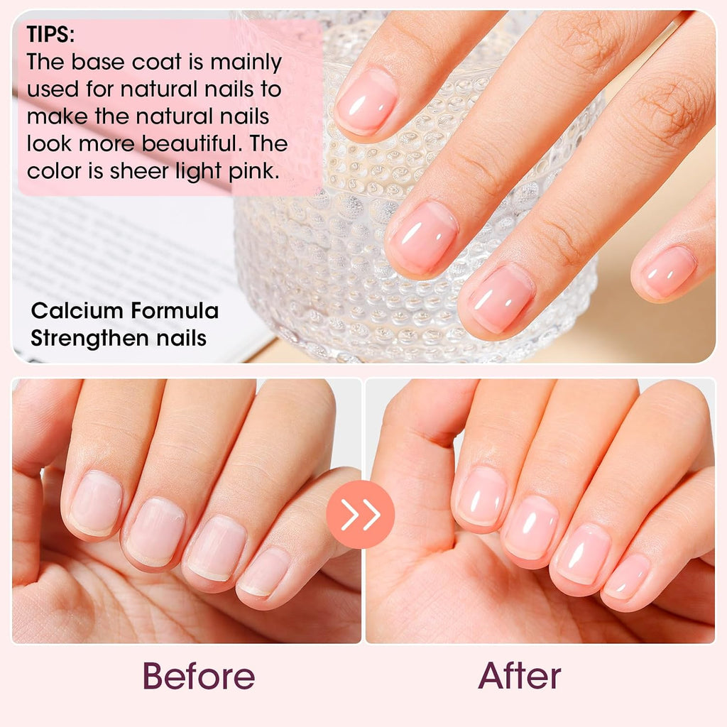 GELLEN Clear Nail Polish Base Coat Pink Tint. Sheer Natural Color Regular Nail Polish Quick Air Dry. Calcium Formula Strengthens Nails. Enhances Natural Look. TPO HEMA Free. Non-toxic. Anti-yellowing : Beauty & Personal Care