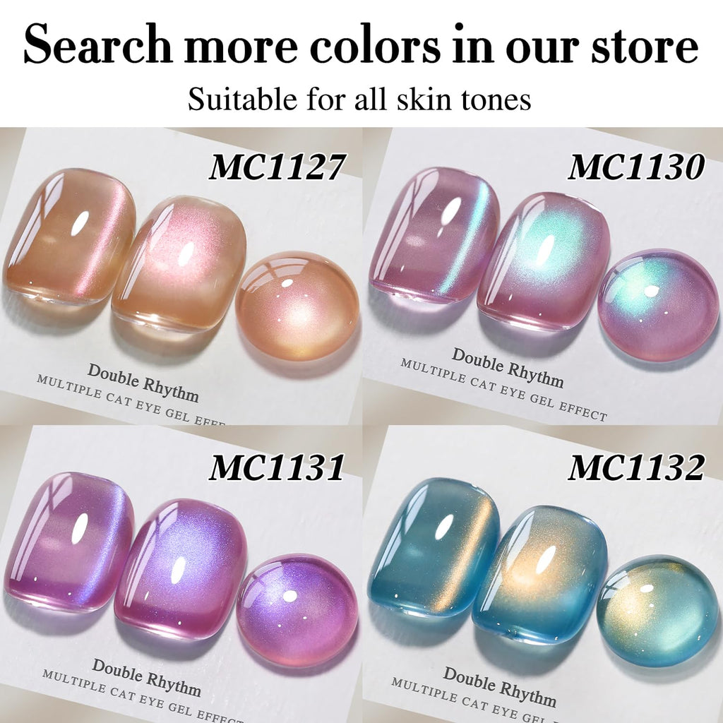 Double Rhythm 15ML Ice Glass Cat Eye Gel Polish with Magnet Holographic Glitter Shimmer Translucent Sheer Color Salon Soak Off Magnetic Nail at Home (Golden Violet-MC1129) : Beauty & Personal Care