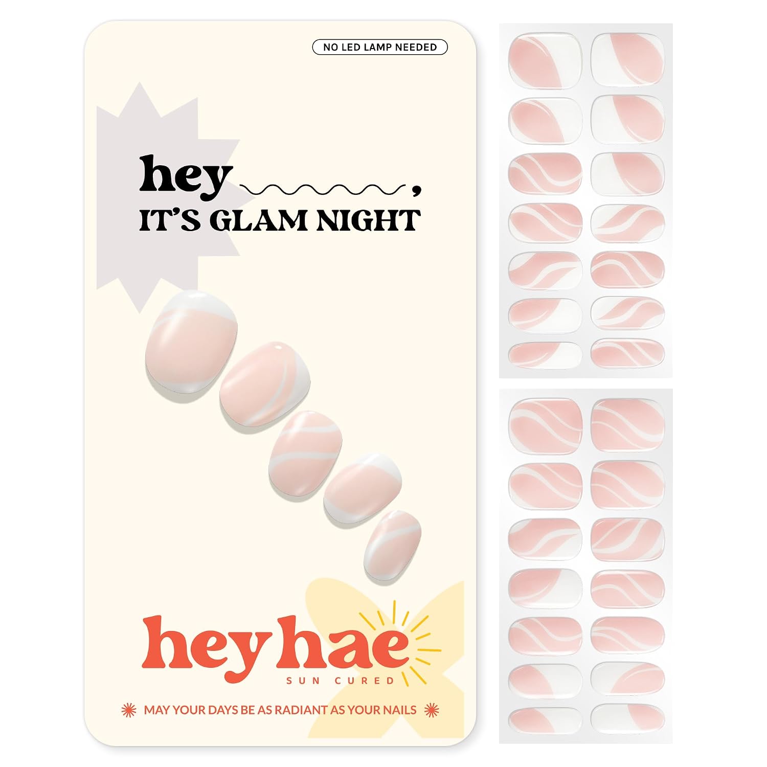 Heyhae Semi Cured Gel Nail Strips | No LED Lamp Needed | Ombre. Orange. Spring | Easy Apply & Remove. Salon Quality |Includes 28 Strips. 1 Prep Pads. Nail File & Wooden stick - Hey. You're My Sunshine : Beauty & Personal Care