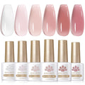 Born Pretty Milky White Jelly Nude Pink Gel Nail Polish Valentine's Day Translucent Natural Sheer Pink Soak Off U v Light Cure Gel Polish Kit for Salon and Nail Art DIY at Home 6Colors : Beauty & Personal Care