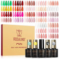 ROSALIND 30pcs Gel Nail Polish Set. 26 Colors Gel Polish with 3Pcs Glossy Matte Glitter Top Coat and Base Coat All Seasons Nude Blue Red Gel Nails art Kit DIY Salon at Home : Beauty & Personal Care
